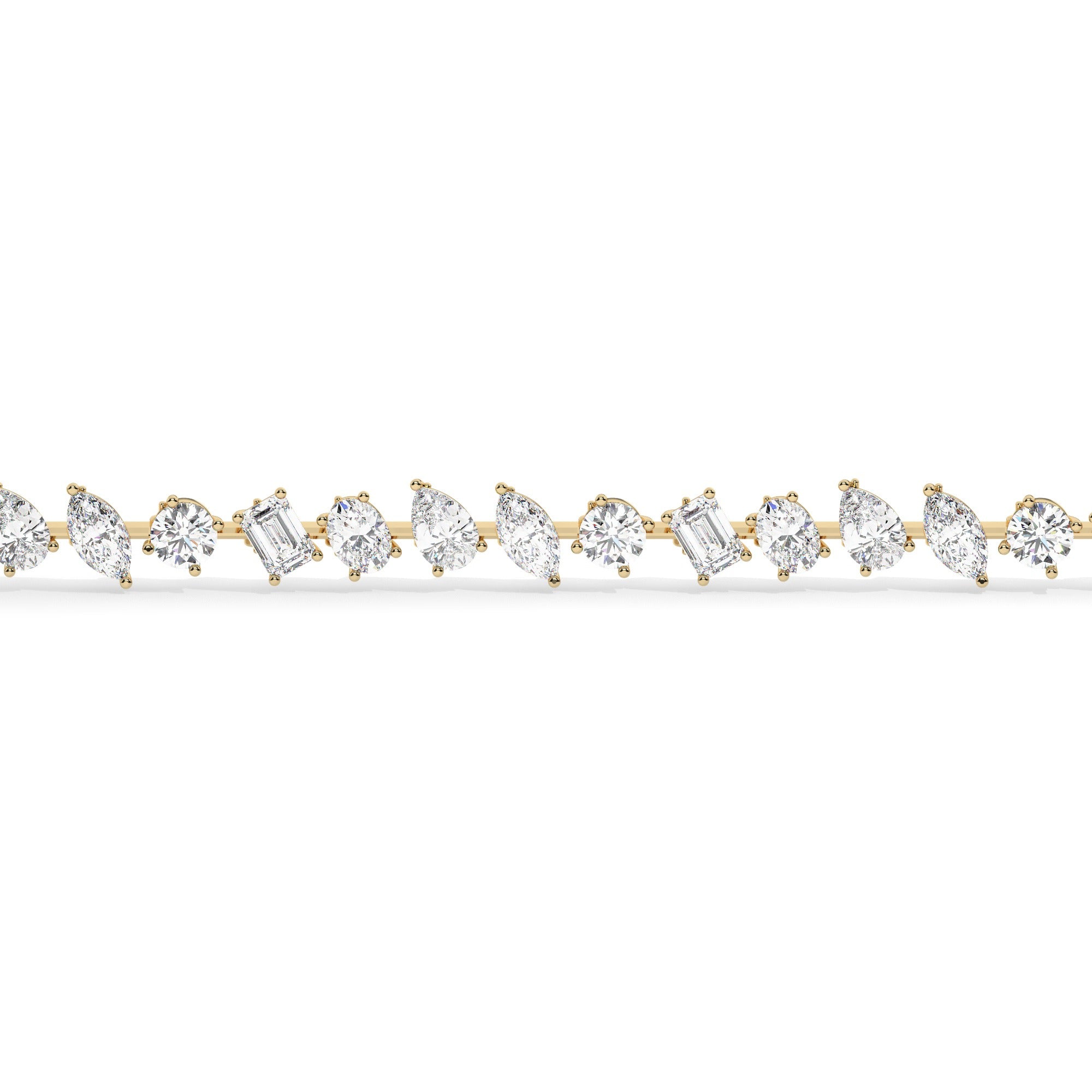 Mixed Line Bracelet - Yellow Gold#Metal Colour_Yellow Gold