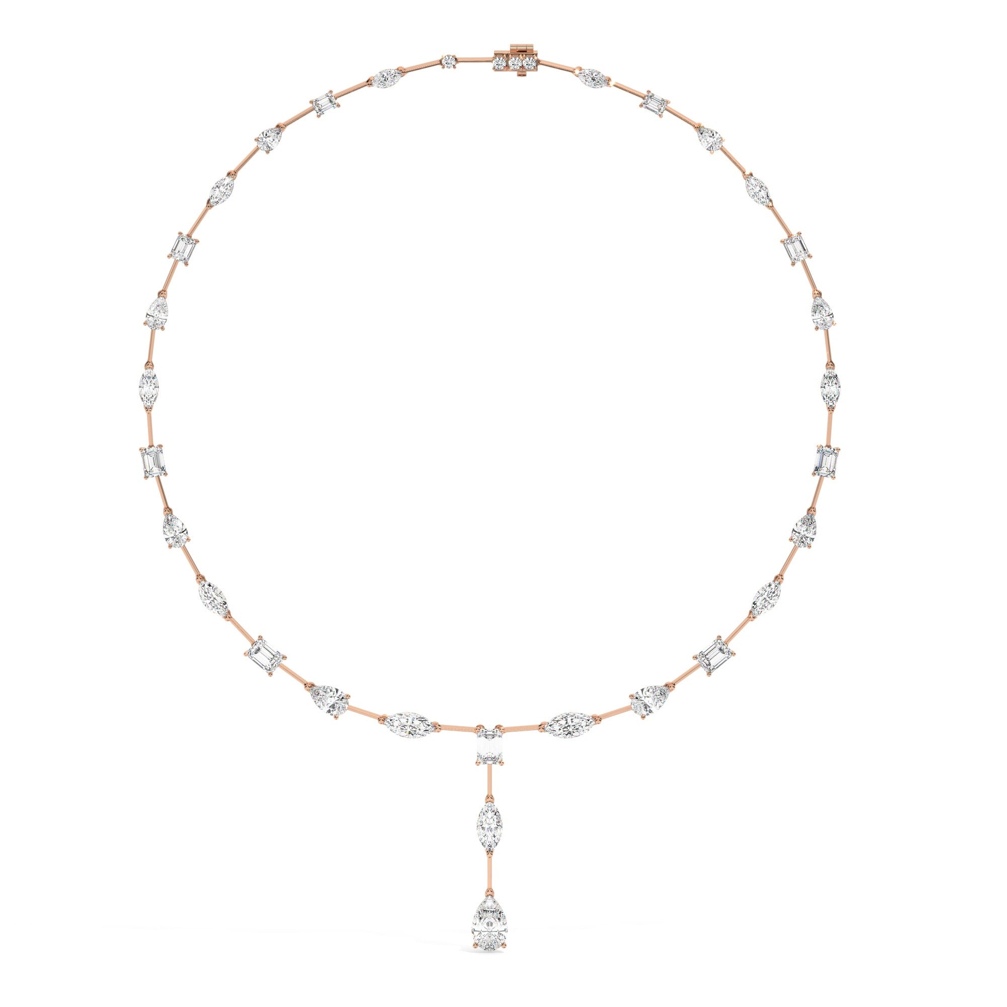 Mixed Line Necklace - Rose Gold#Metal Colour_Rose Gold