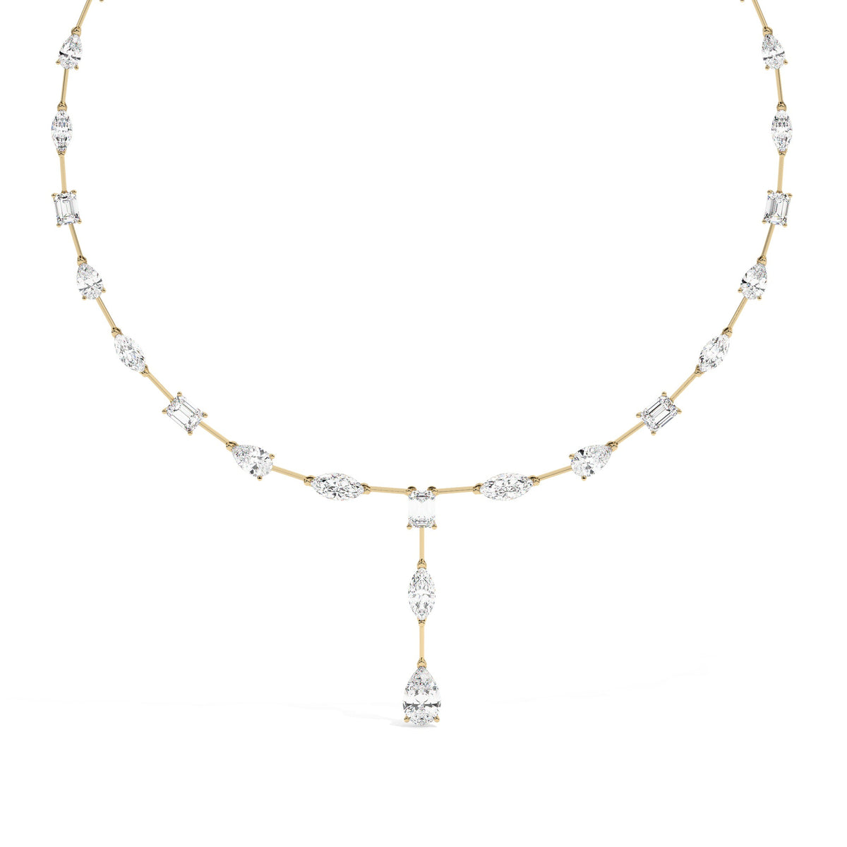 Mixed Line Necklace - Yellow Gold#Metal Colour_Yellow Gold