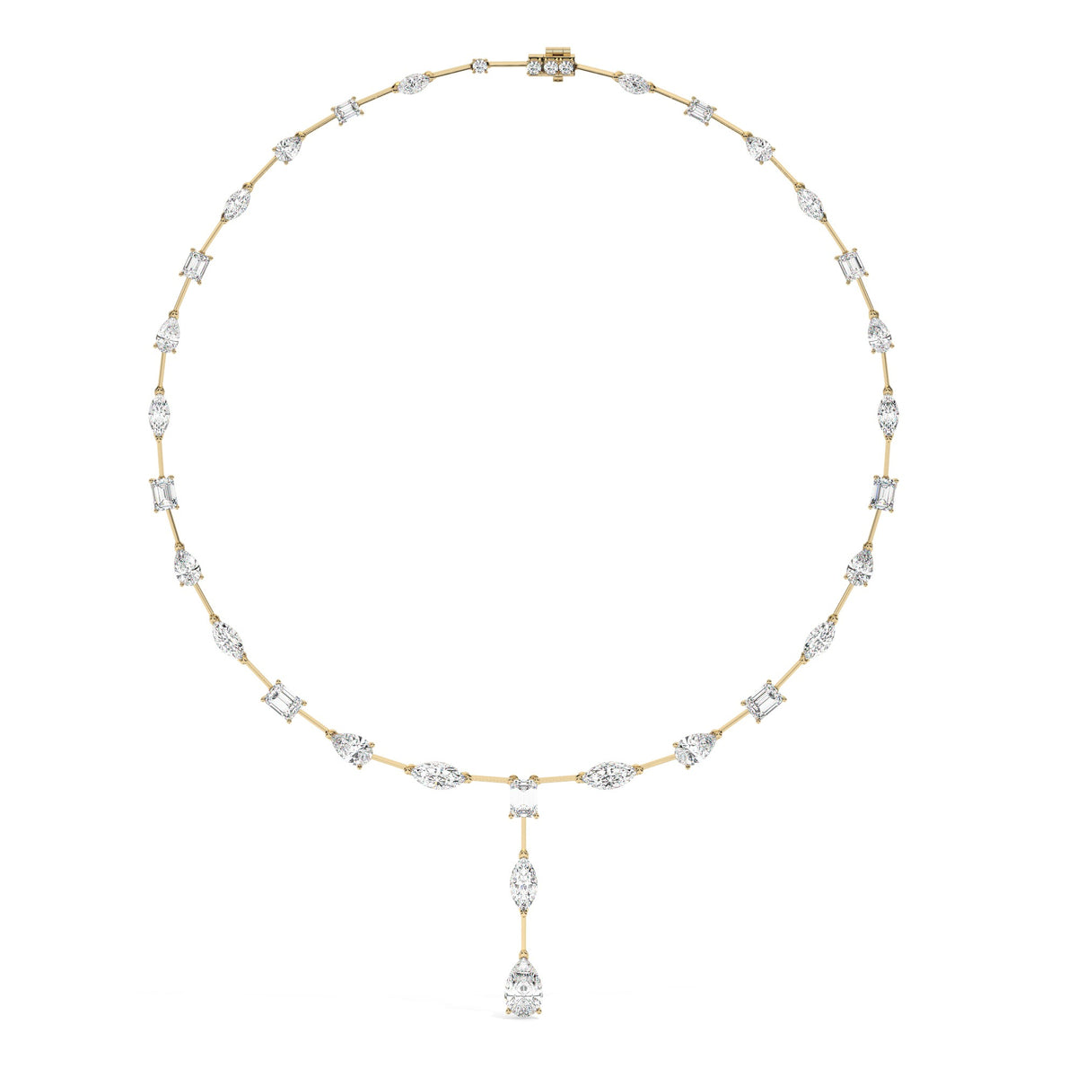 Mixed Line Necklace - Yellow Gold#Metal Colour_Yellow Gold