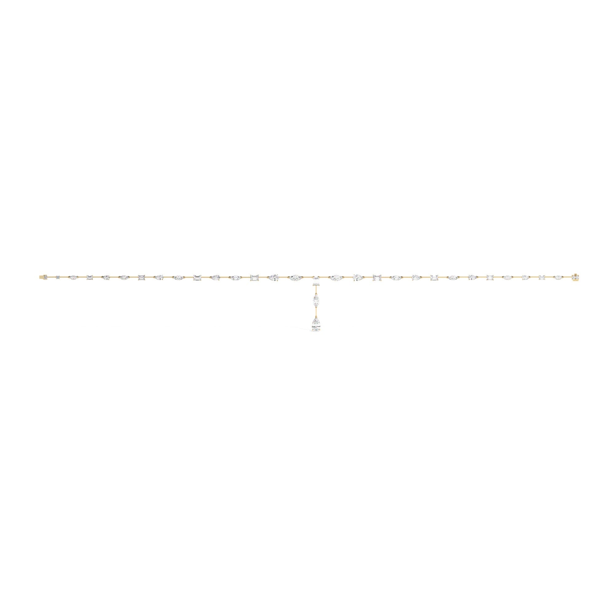 Mixed Line Necklace - Yellow Gold#Metal Colour_Yellow Gold