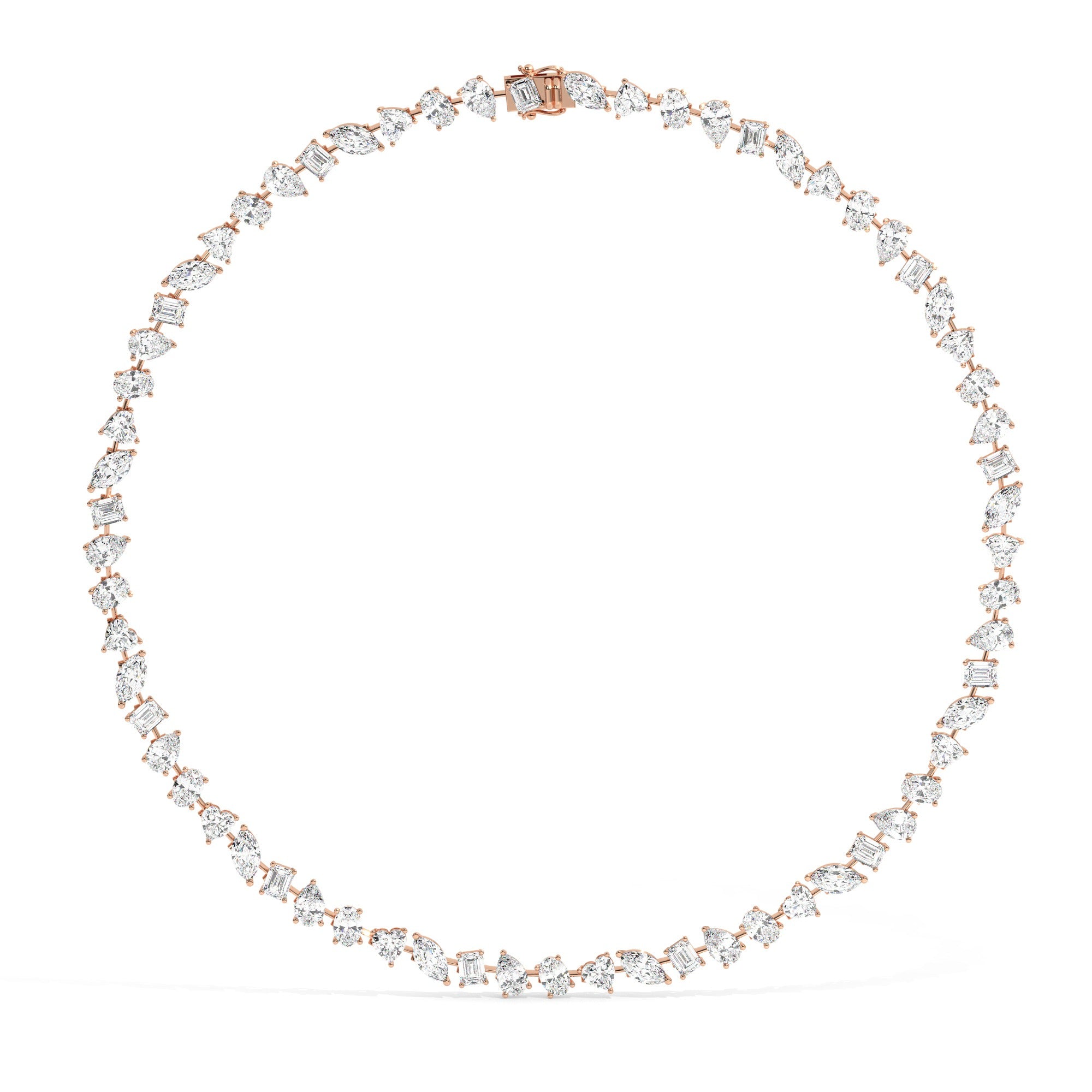 Mixed Tennis Necklace - Rose Gold#Metal Colour_Rose Gold