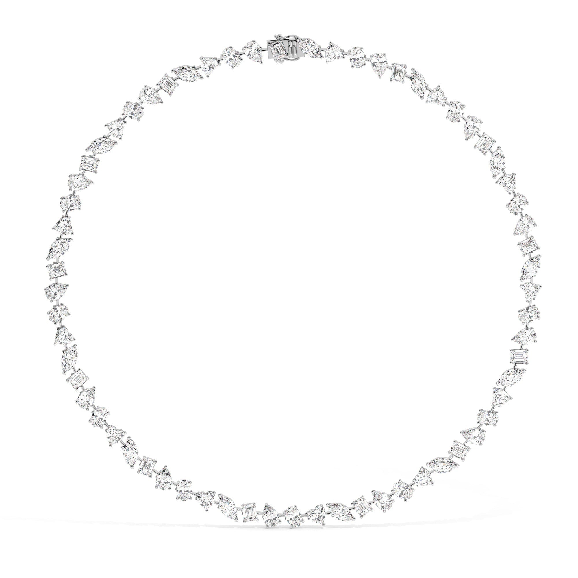 Mixed Tennis Necklace - White Gold#Metal Colour_White Gold