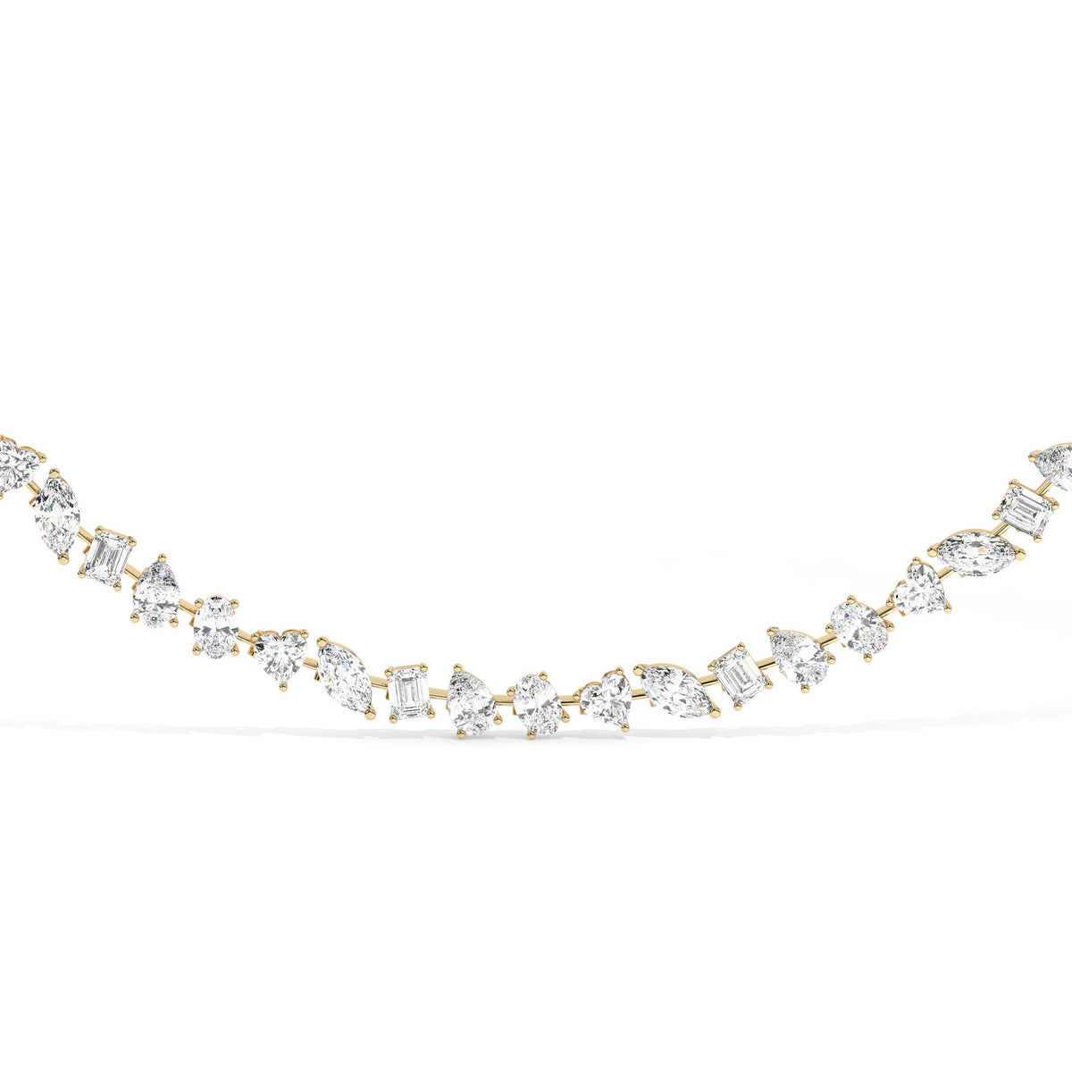 Mixed Tennis Necklace - Yellow Gold#Metal Colour_Yellow Gold