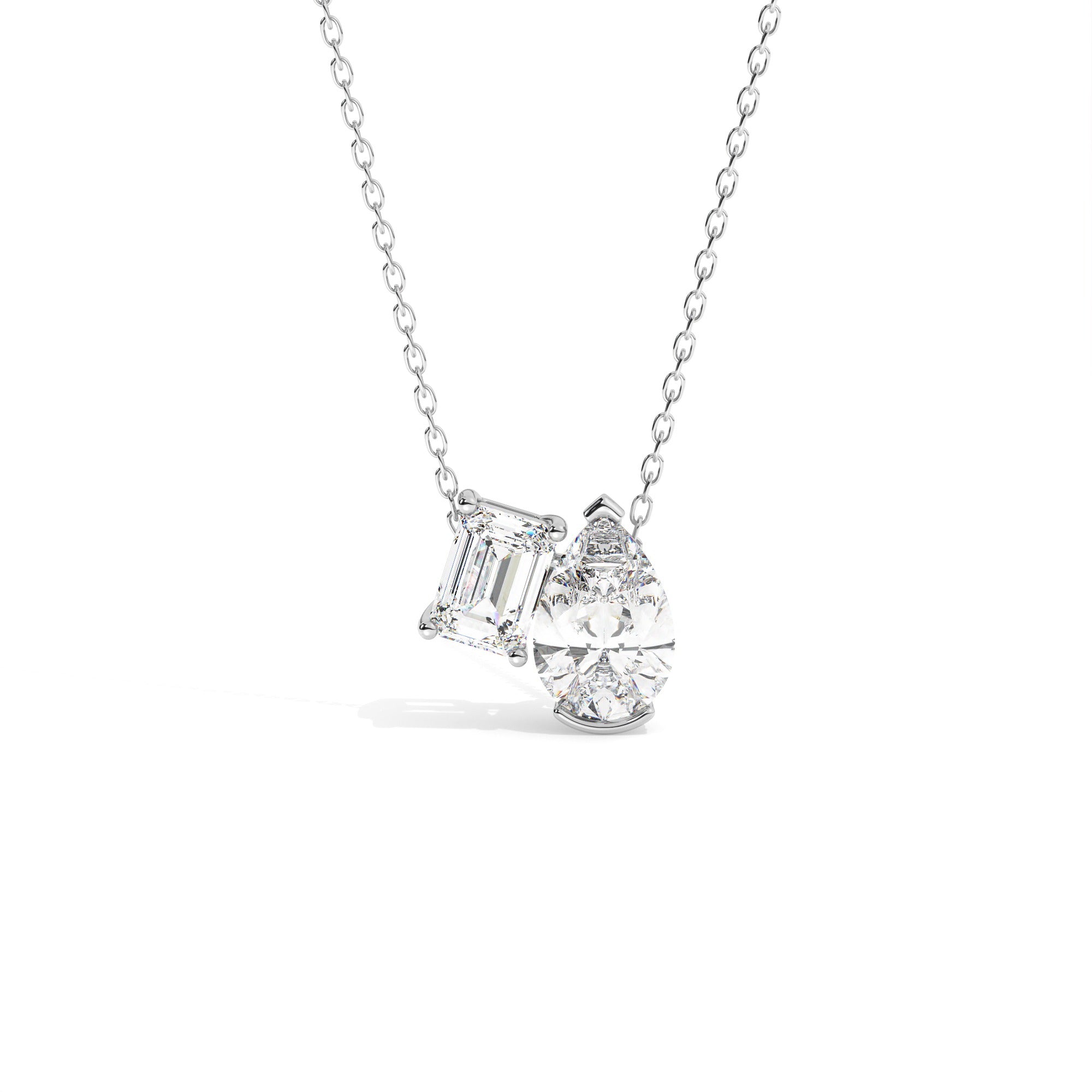 Toi Et Moi Pendant Necklace - White Gold#Metal Colour_White Gold