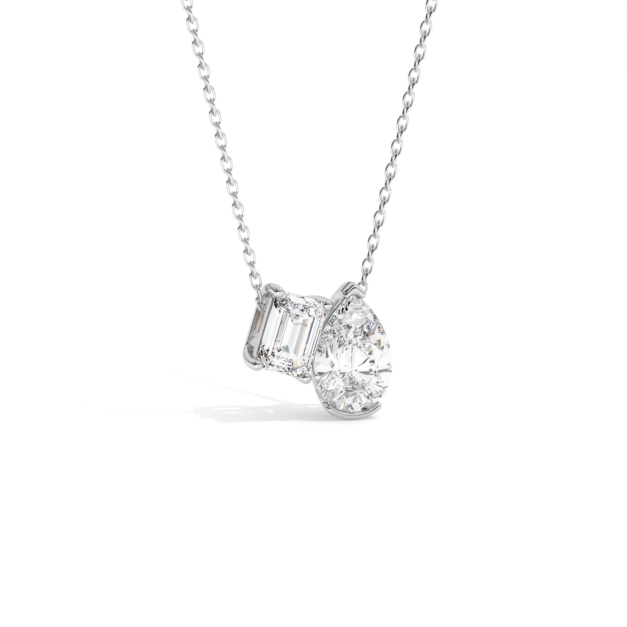 Toi Et Moi Pendant Necklace - White Gold#Metal Colour_White Gold