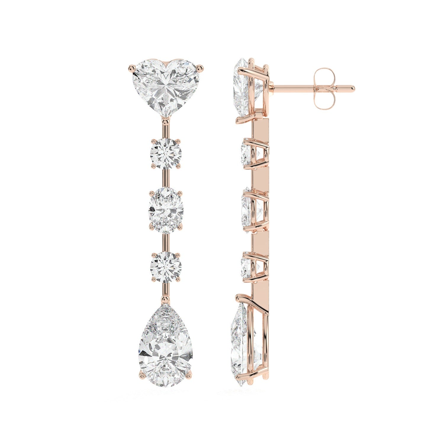Mixed Drop Earrings - Rose Gold#Metal Colour_Rose Gold