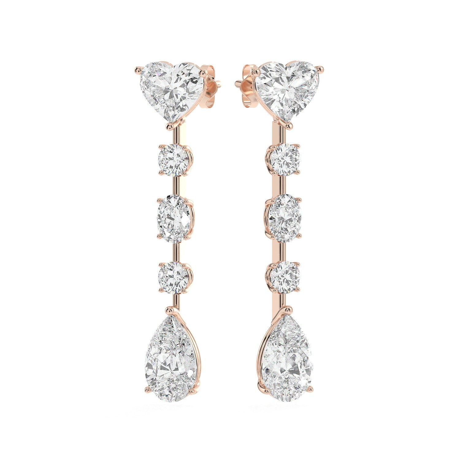 Mixed Drop Earrings - Rose Gold#Metal Colour_Rose Gold