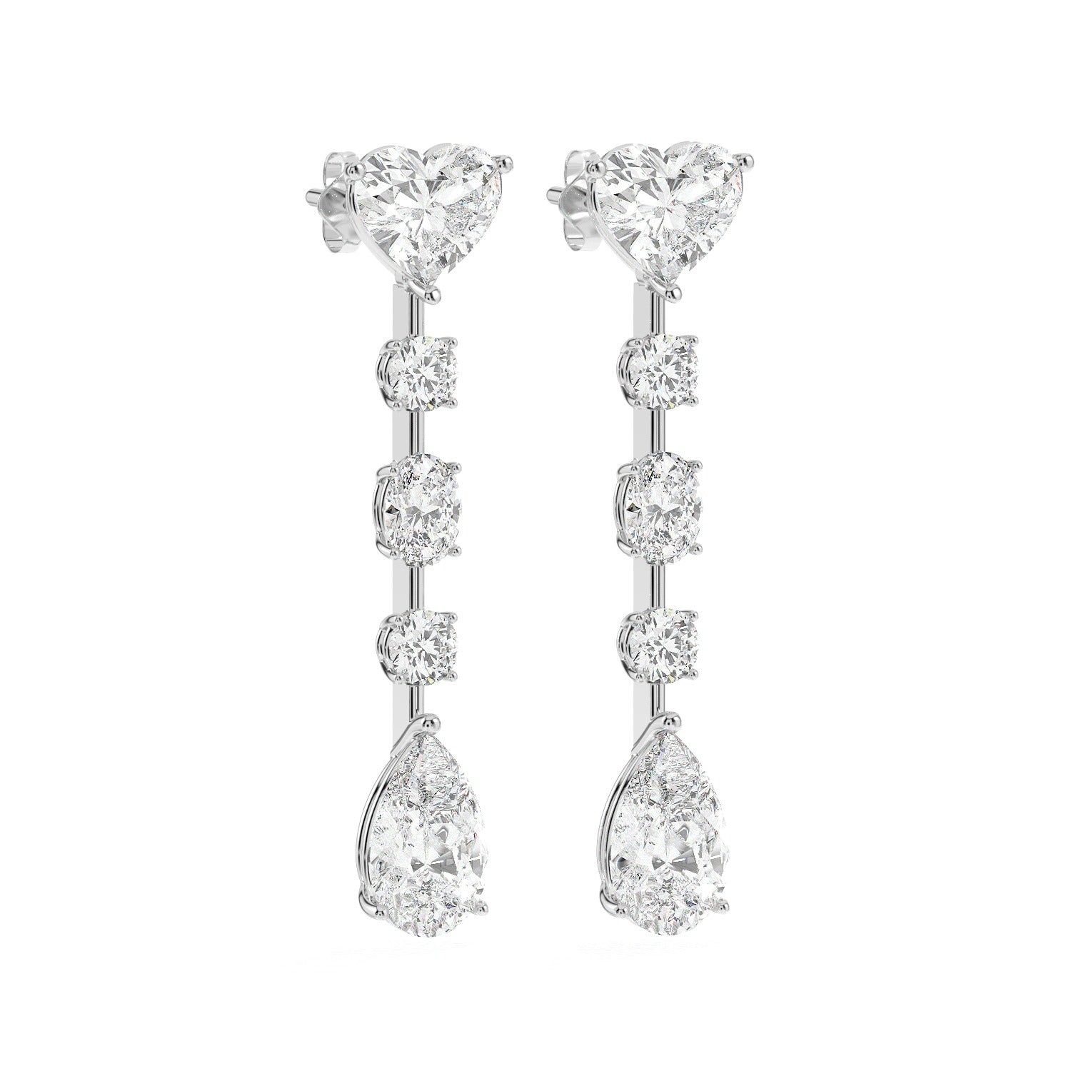 Mixed Drop Earrings - White Gold#Metal Colour_White Gold