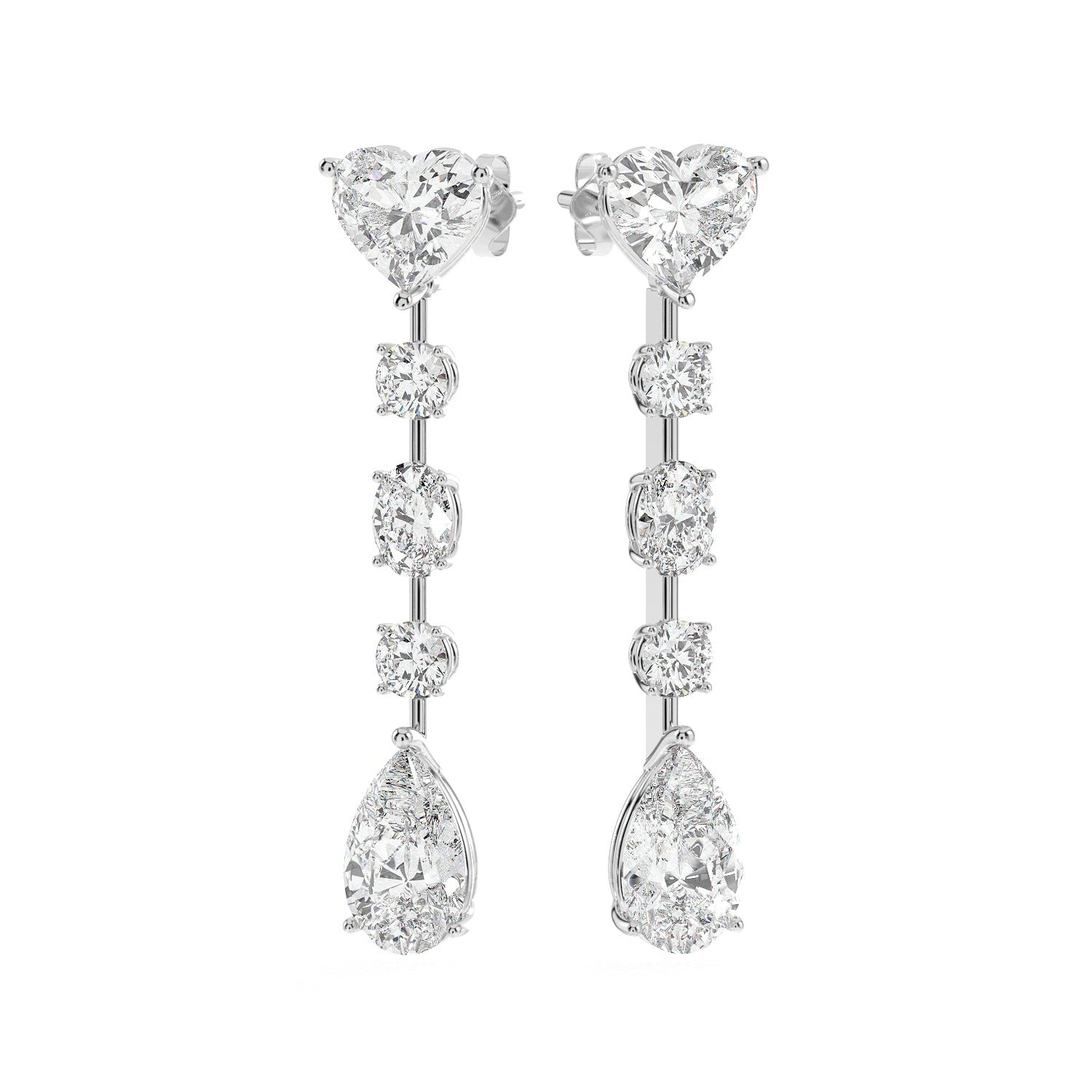 Mixed Drop Earrings - White Gold#Metal Colour_White Gold