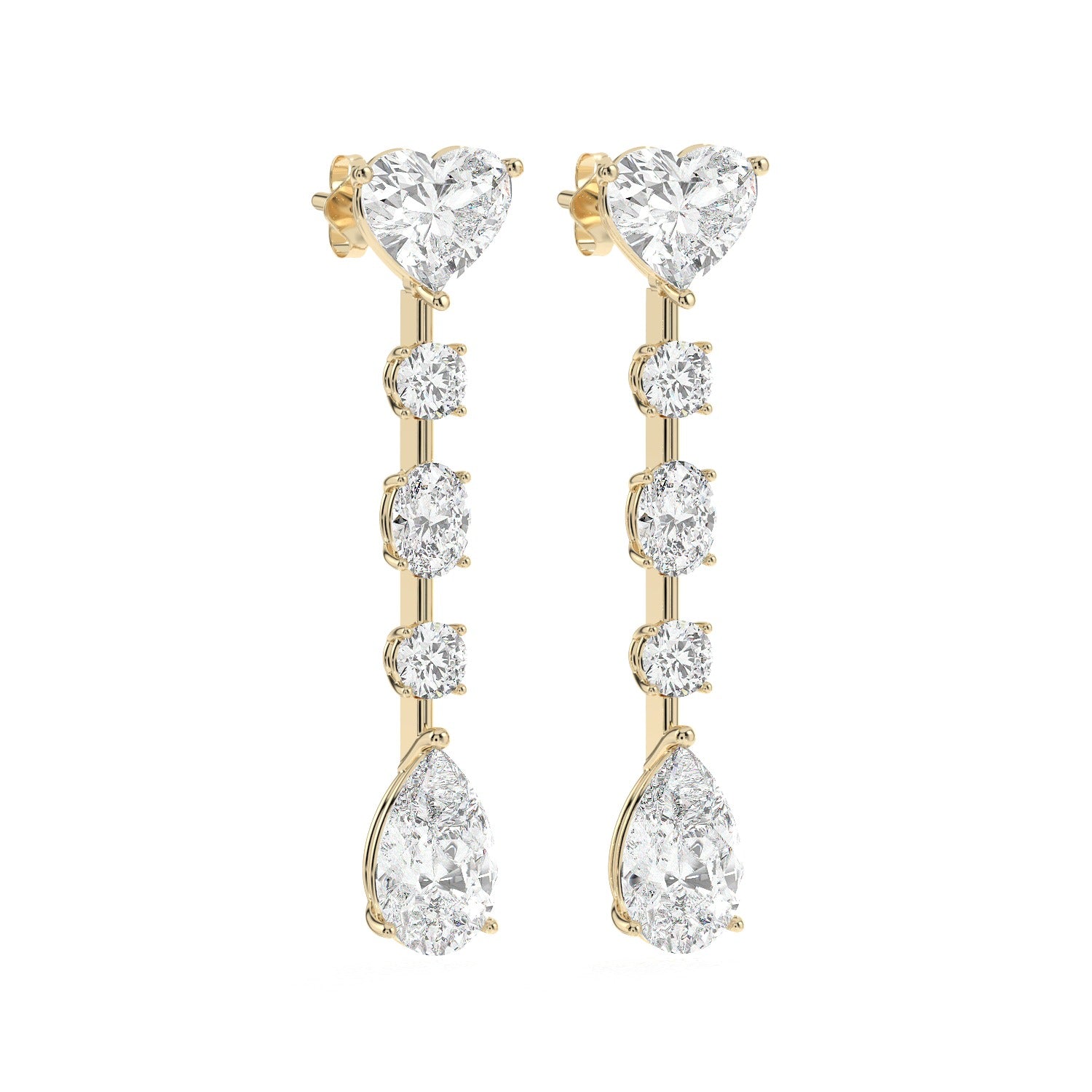 Mixed Drop Earrings - Yellow Gold#Metal Colour_Yellow Gold