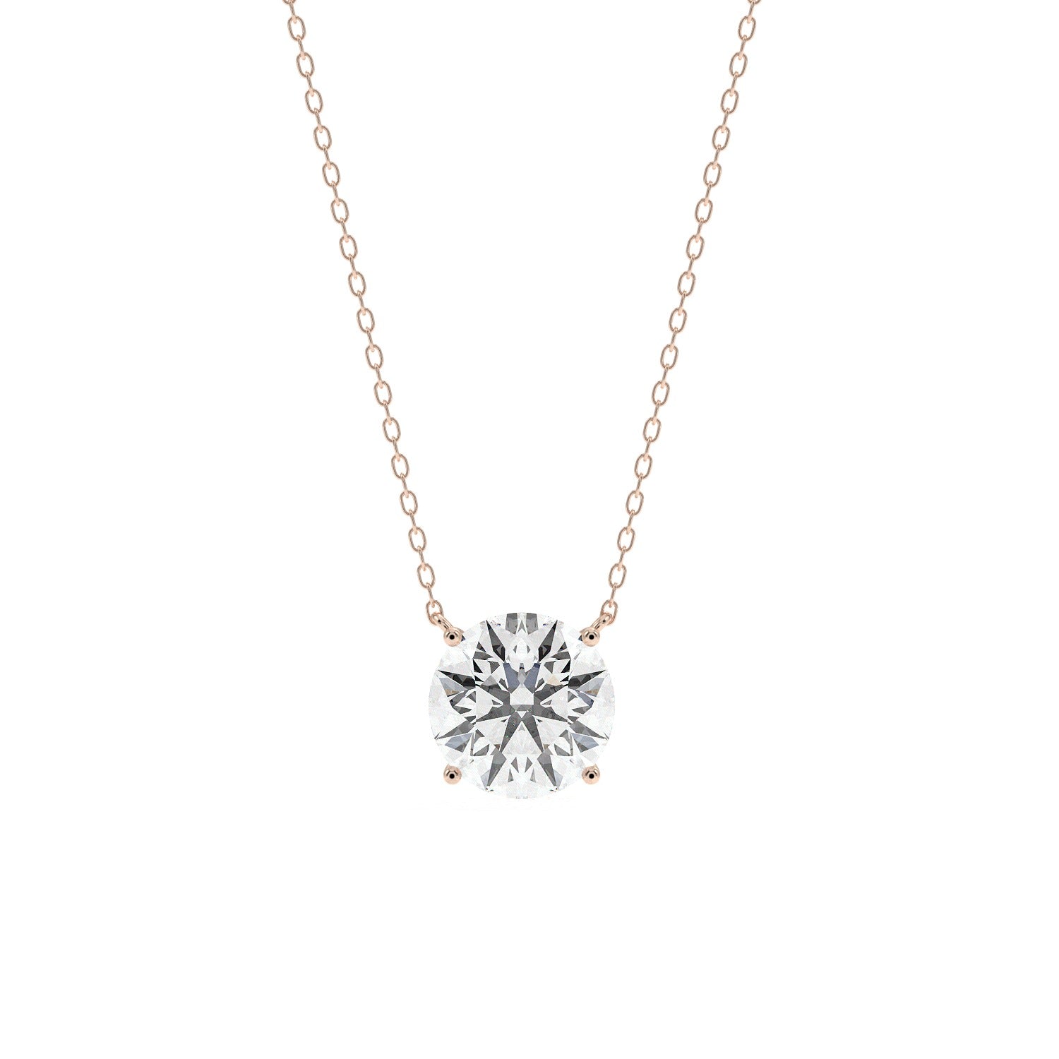 Round Cut Pendant Necklace - Rose Gold#Metal Colour_Rose Gold
