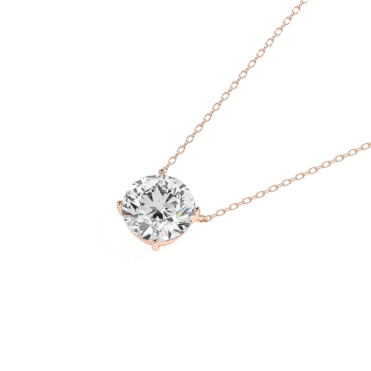 Round Cut Pendant Necklace - Rose Gold#Metal Colour_Rose Gold