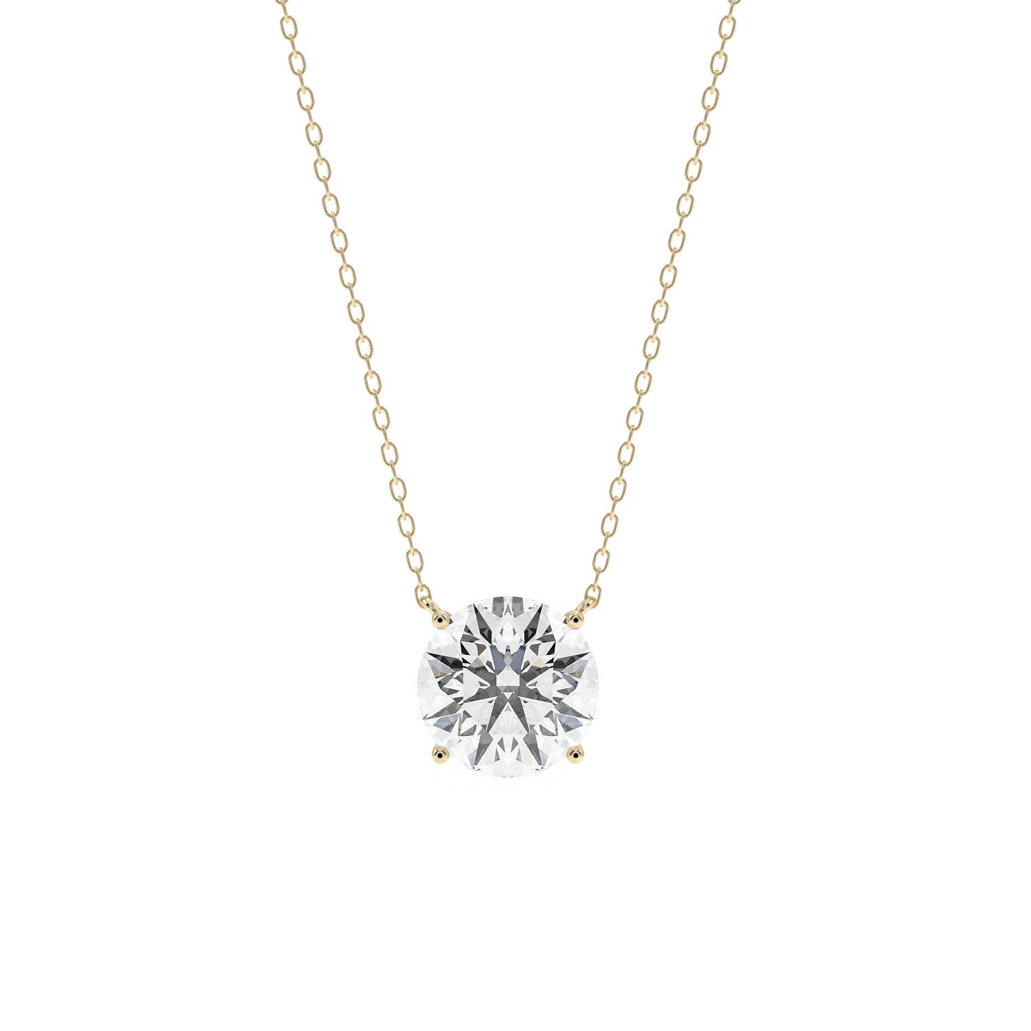 Round Cut Pendant Necklace - Yellow Gold#Metal Colour_Yellow Gold