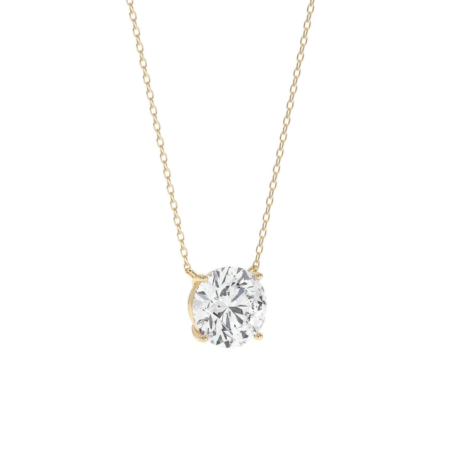Round Cut Pendant Necklace - Yellow Gold#Metal Colour_Yellow Gold
