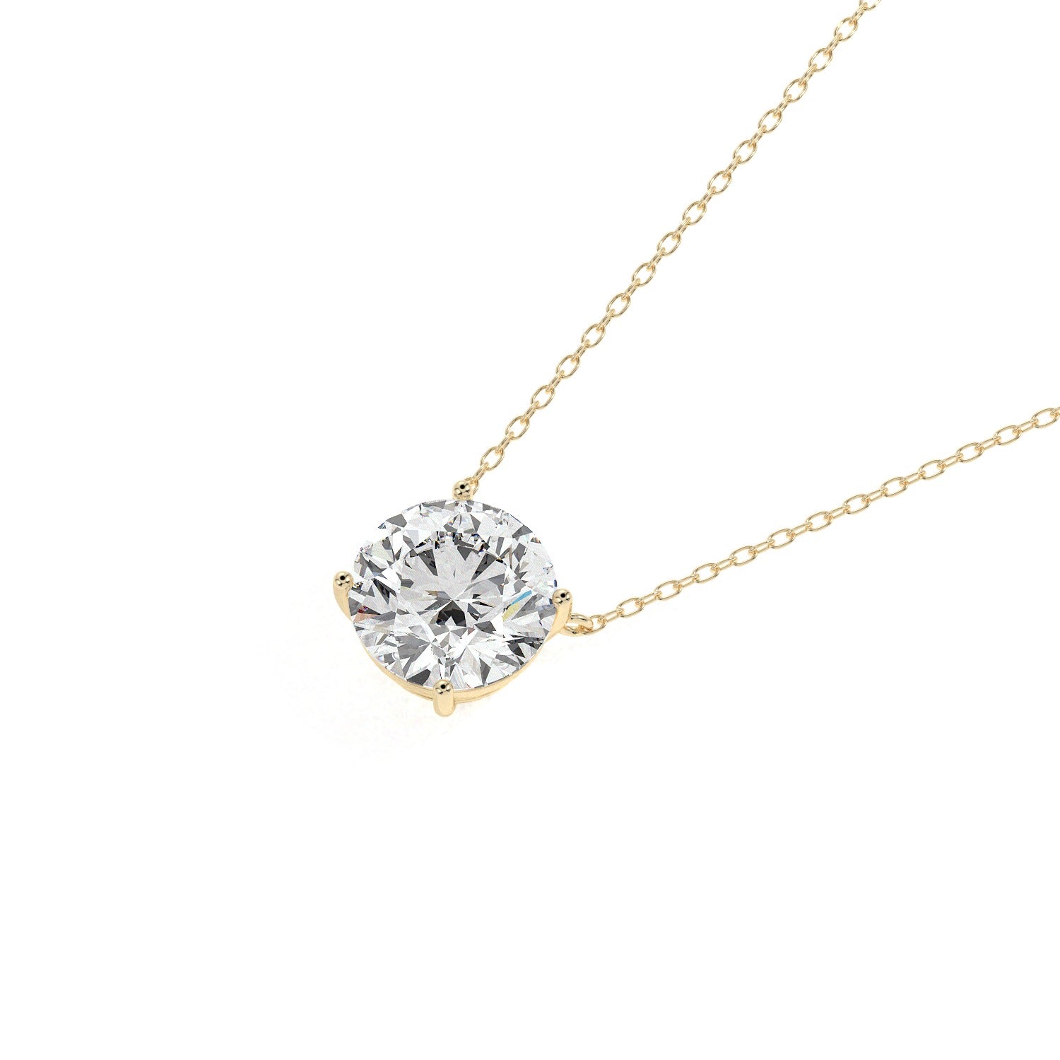 Round Cut Pendant Necklace - Yellow Gold#Metal Colour_Yellow Gold