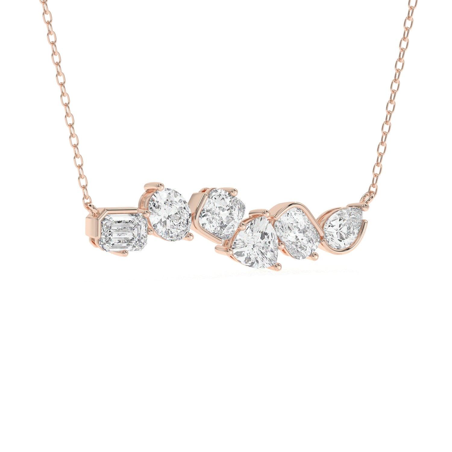 Mixed Cut Pendant Necklace - Rose Gold#Metal Colour_Rose Gold