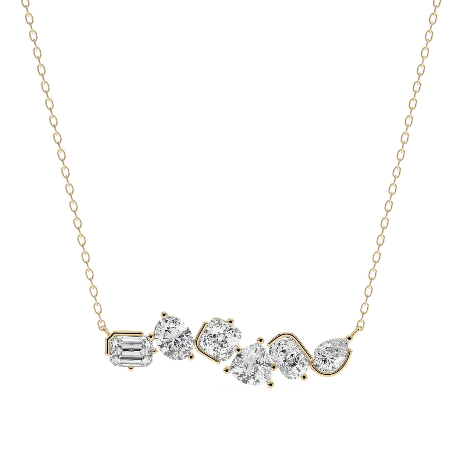 Mixed Cut Pendant Necklace - Yellow Gold#Metal Colour_Yellow Gold
