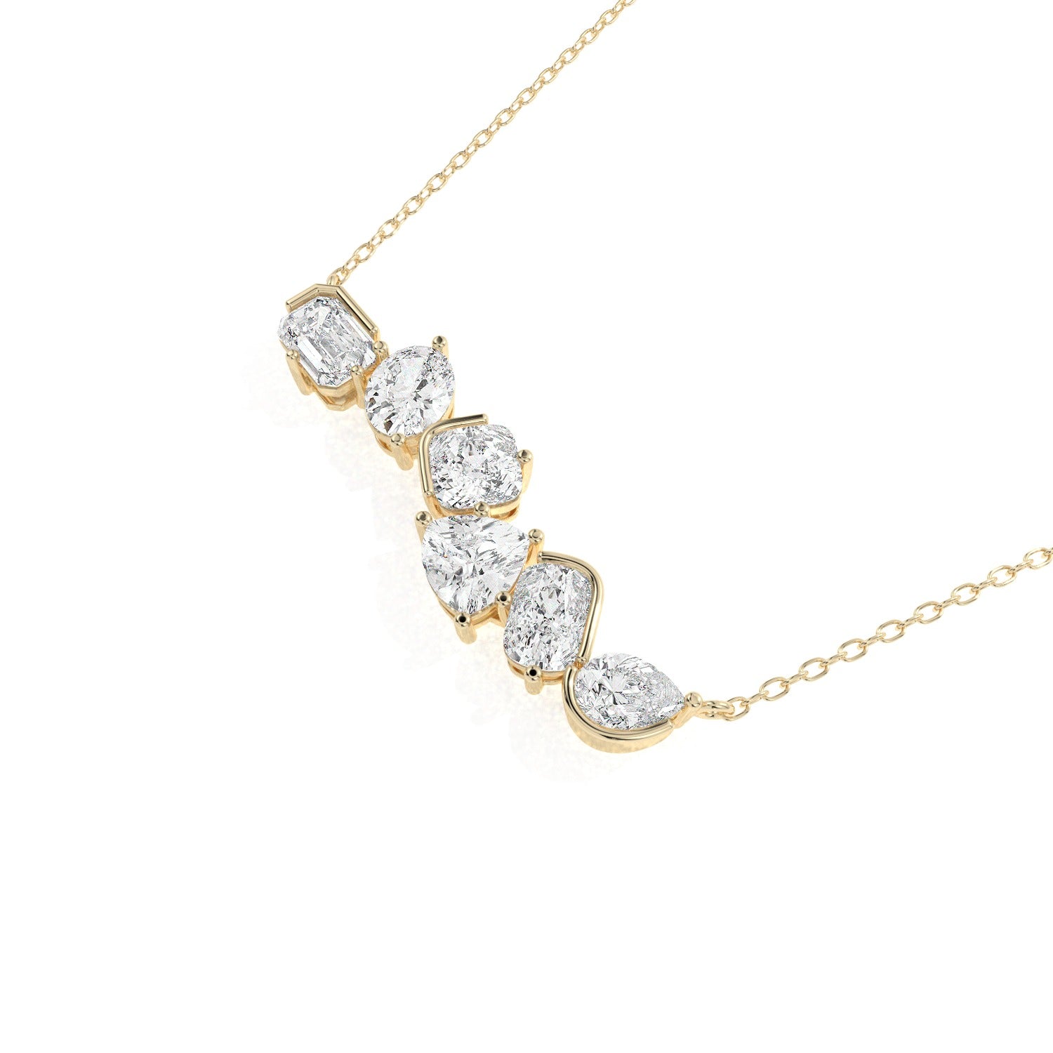 Mixed Cut Pendant Necklace - Yellow Gold#Metal Colour_Yellow Gold