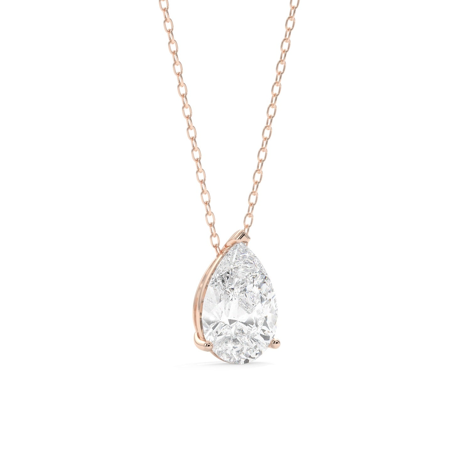 Pear Cut Pendant Necklace - Rose Gold#Metal Colour_Rose Gold