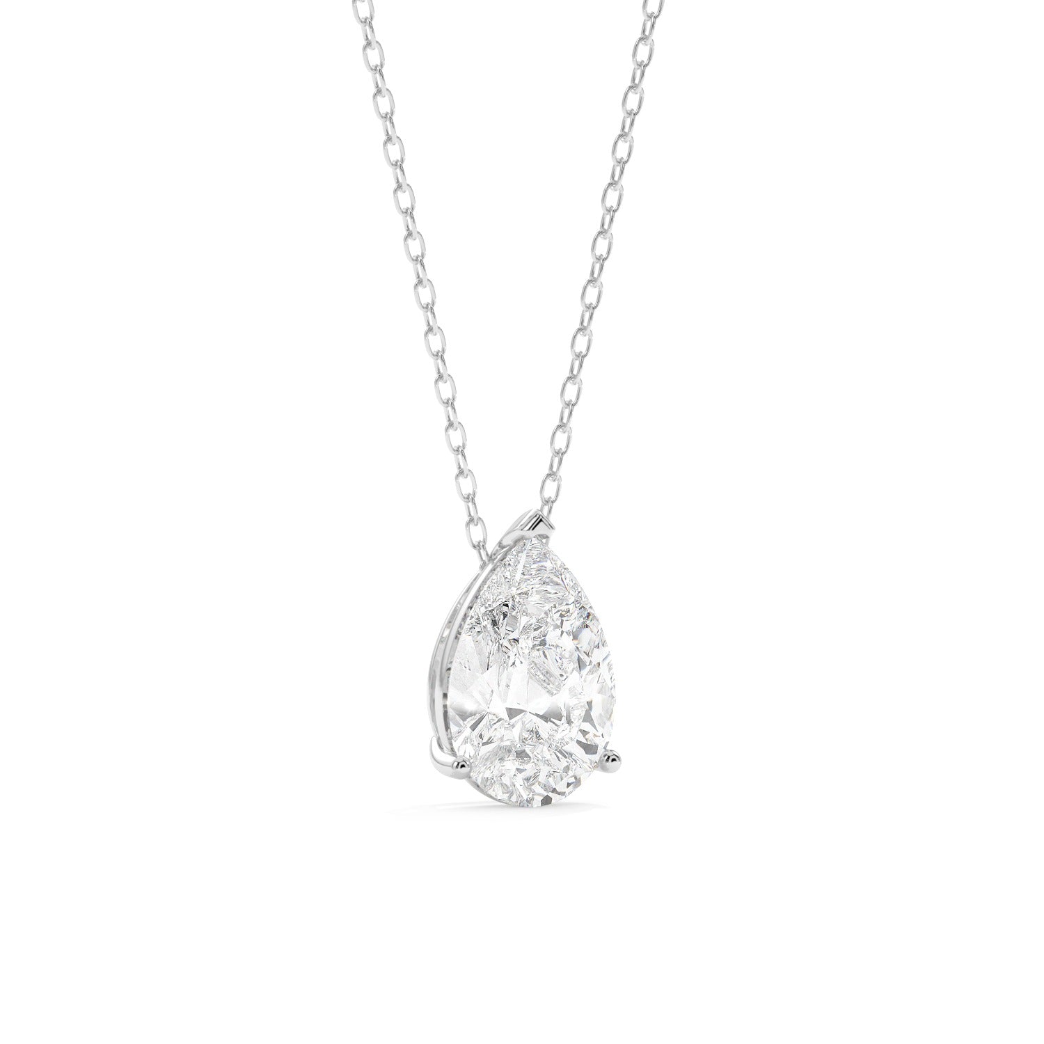 Pear Cut Pendant Necklace - White Gold#Metal Colour_White Gold