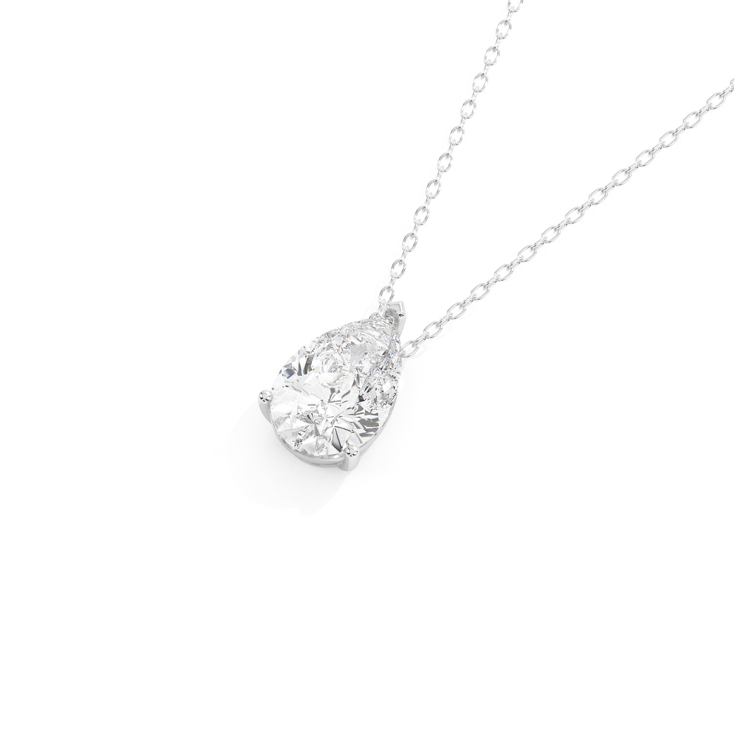 Pear Cut Pendant Necklace - White Gold#Metal Colour_White Gold
