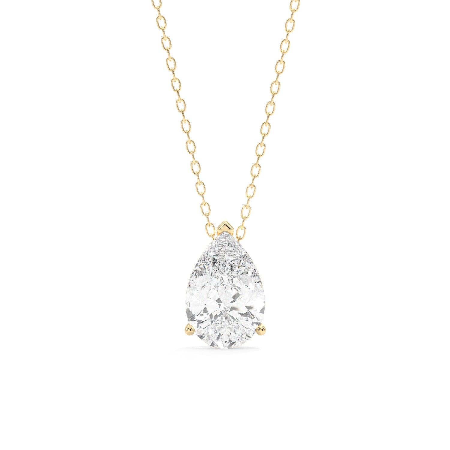 Pear Cut Pendant Necklace - Yellow Gold#Metal Colour_Yellow Gold