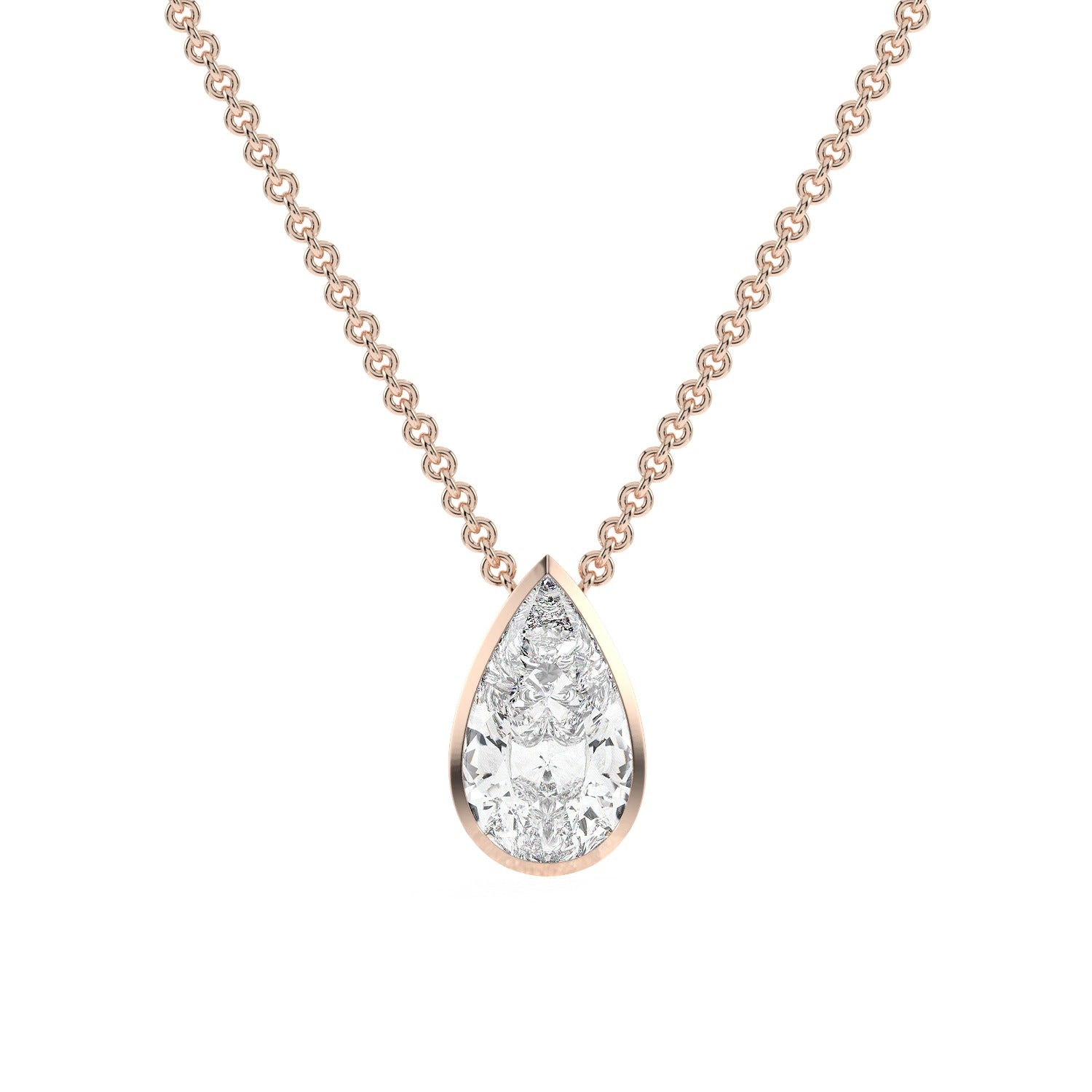 Pear Cut Pendant Necklace - Rose Gold#Metal Colour_Rose Gold