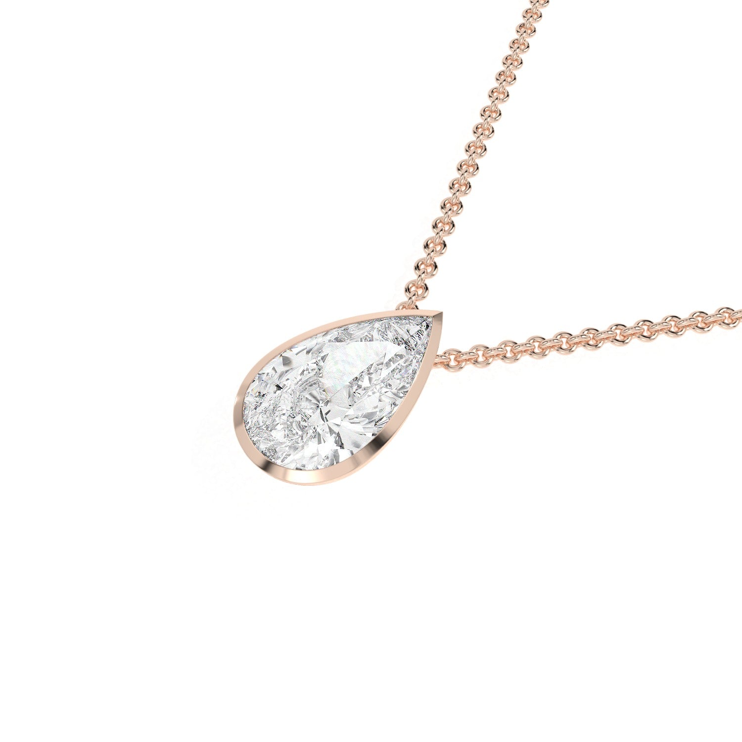 Pear Cut Pendant Necklace - Rose Gold#Metal Colour_Rose Gold