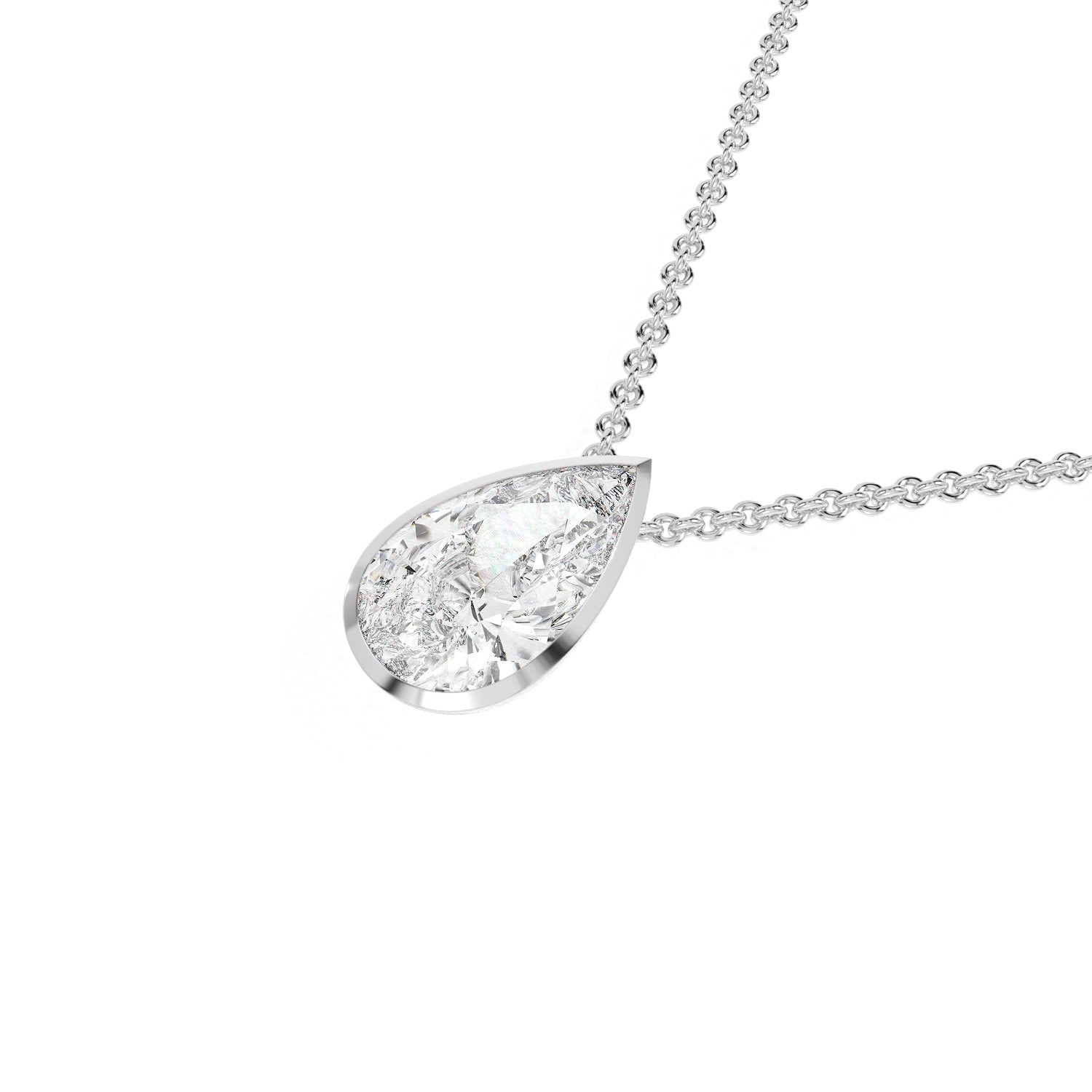 Pear Cut Pendant Necklace - White Gold#Metal Colour_White Gold