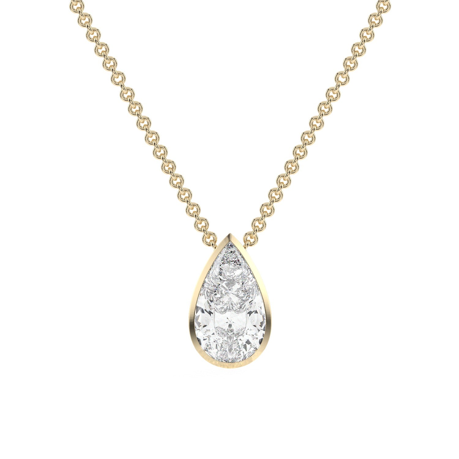 Pear Cut Pendant Necklace - Yellow Gold#Metal Colour_Yellow Gold