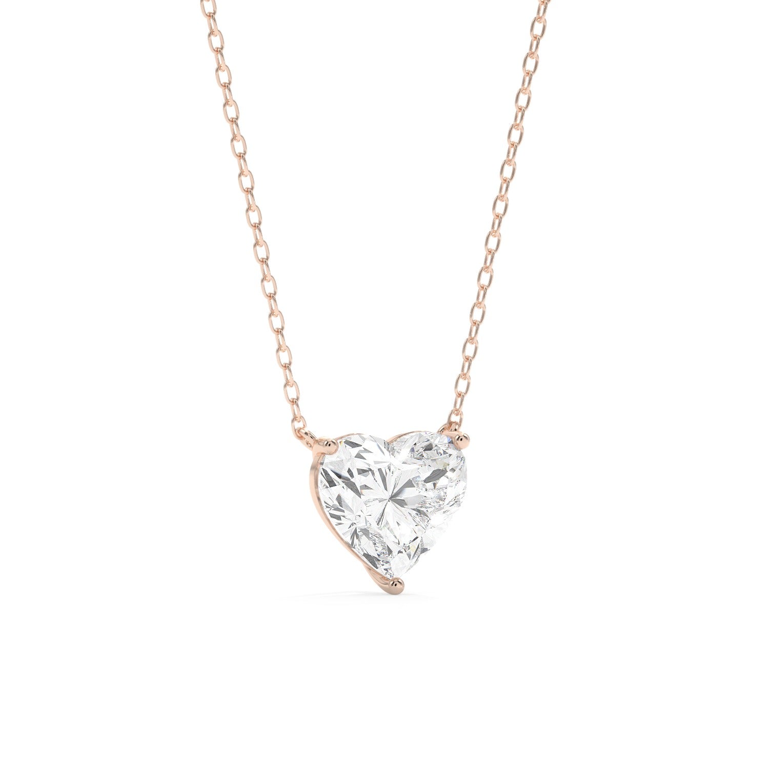 Heart Cut Pendant Necklace - Rose Gold#Metal Colour_Rose Gold