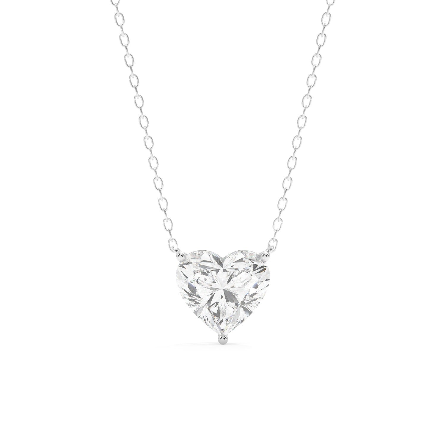Heart Cut Pendant Necklace - White Gold#Metal Colour_White Gold