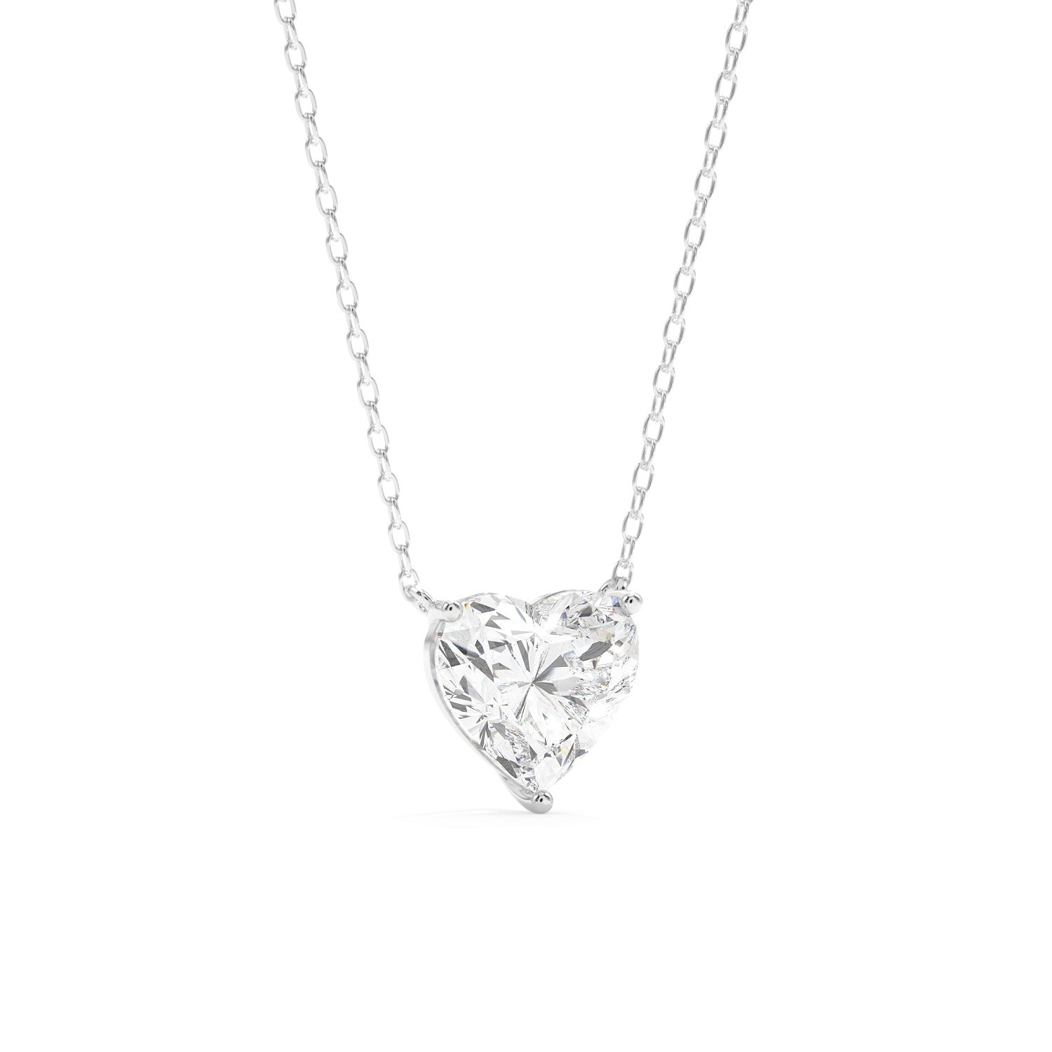 Heart Cut Pendant Necklace - White Gold#Metal Colour_White Gold