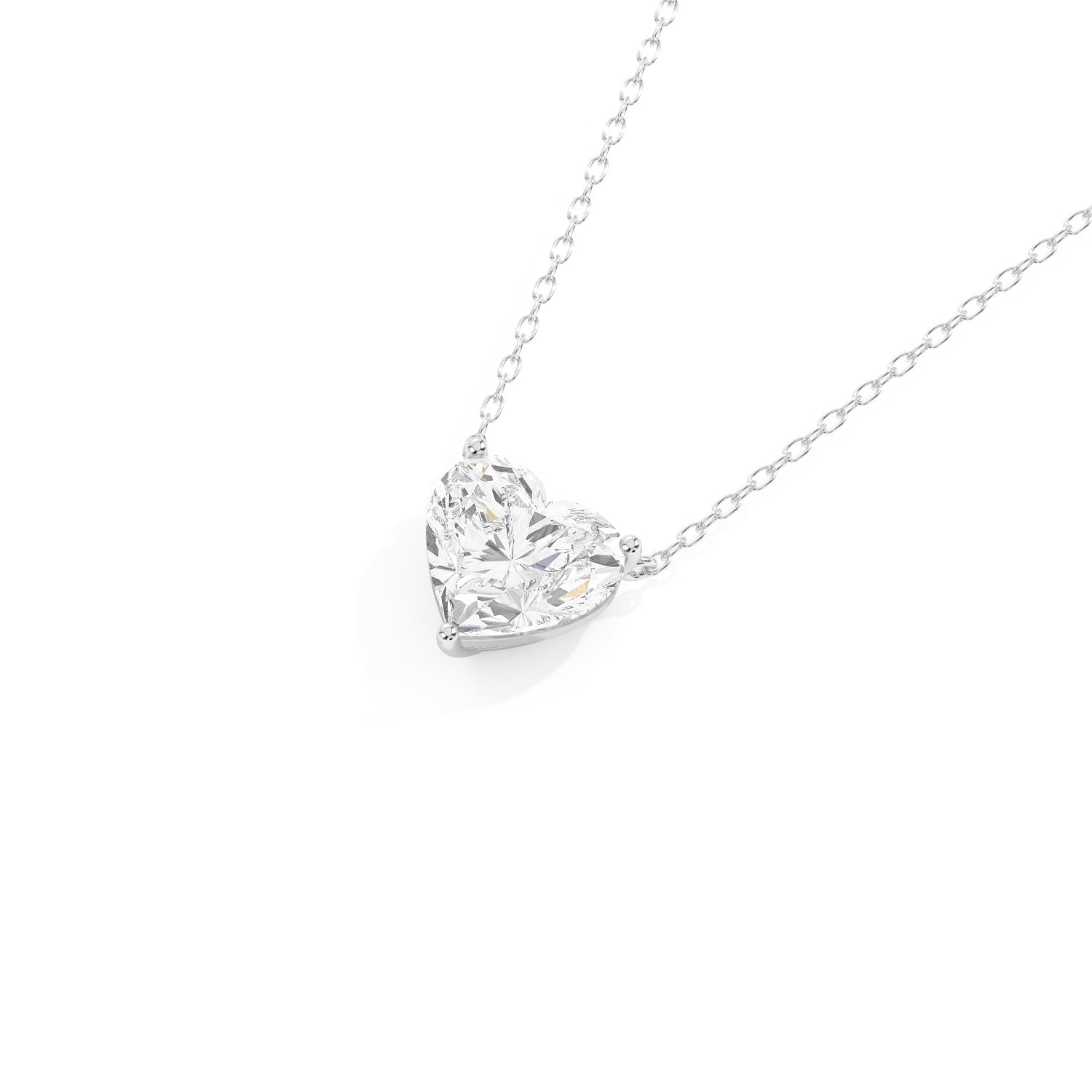 Heart Cut Pendant Necklace - White Gold#Metal Colour_White Gold