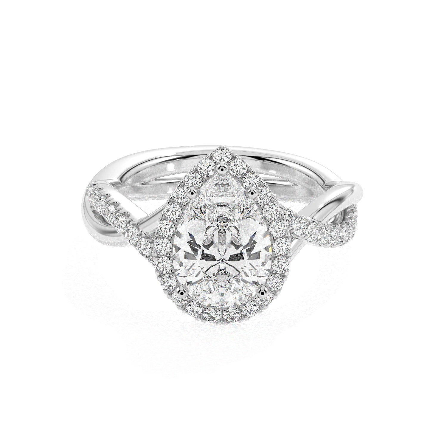 Pear Wave Ring - White Gold#Metal Colour_White Gold