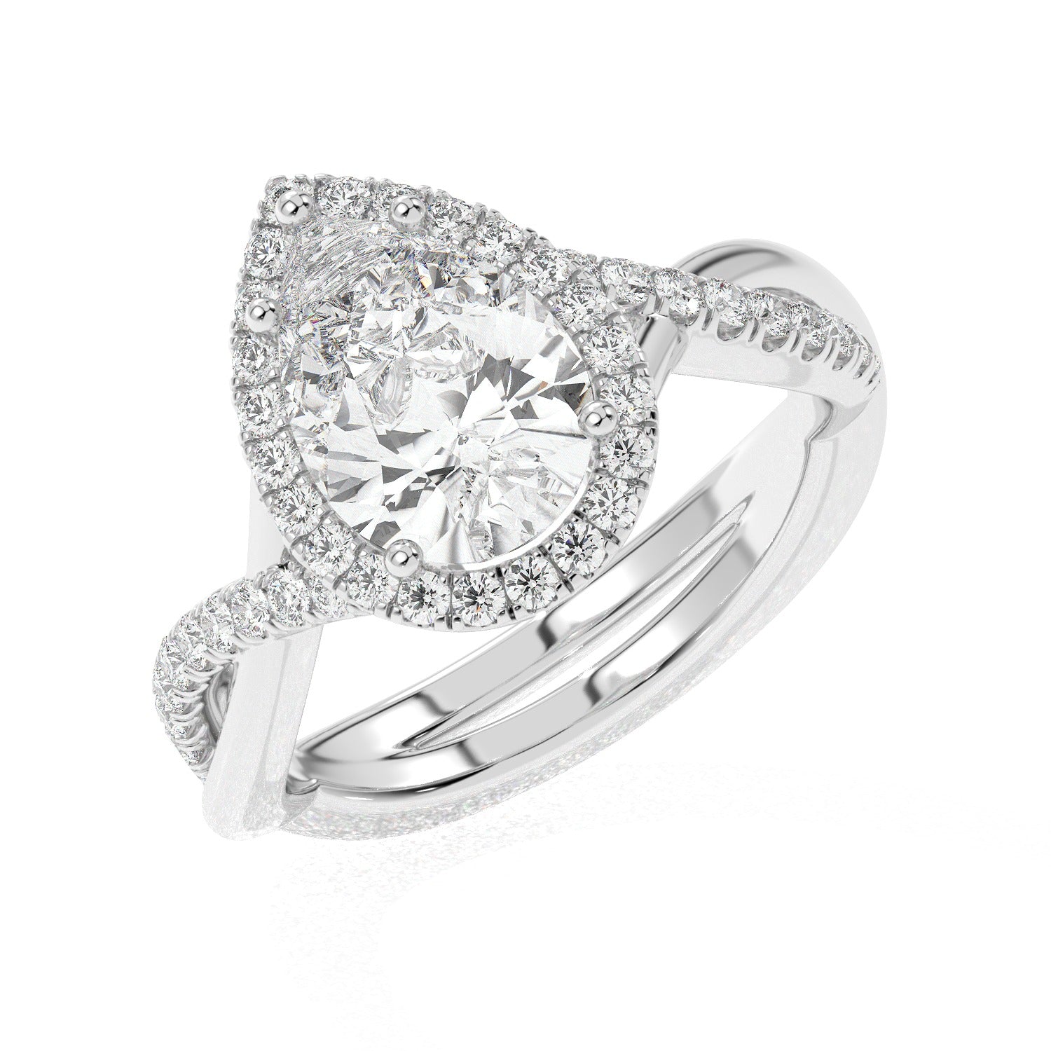 Pear Wave Ring - White Gold#Metal Colour_White Gold