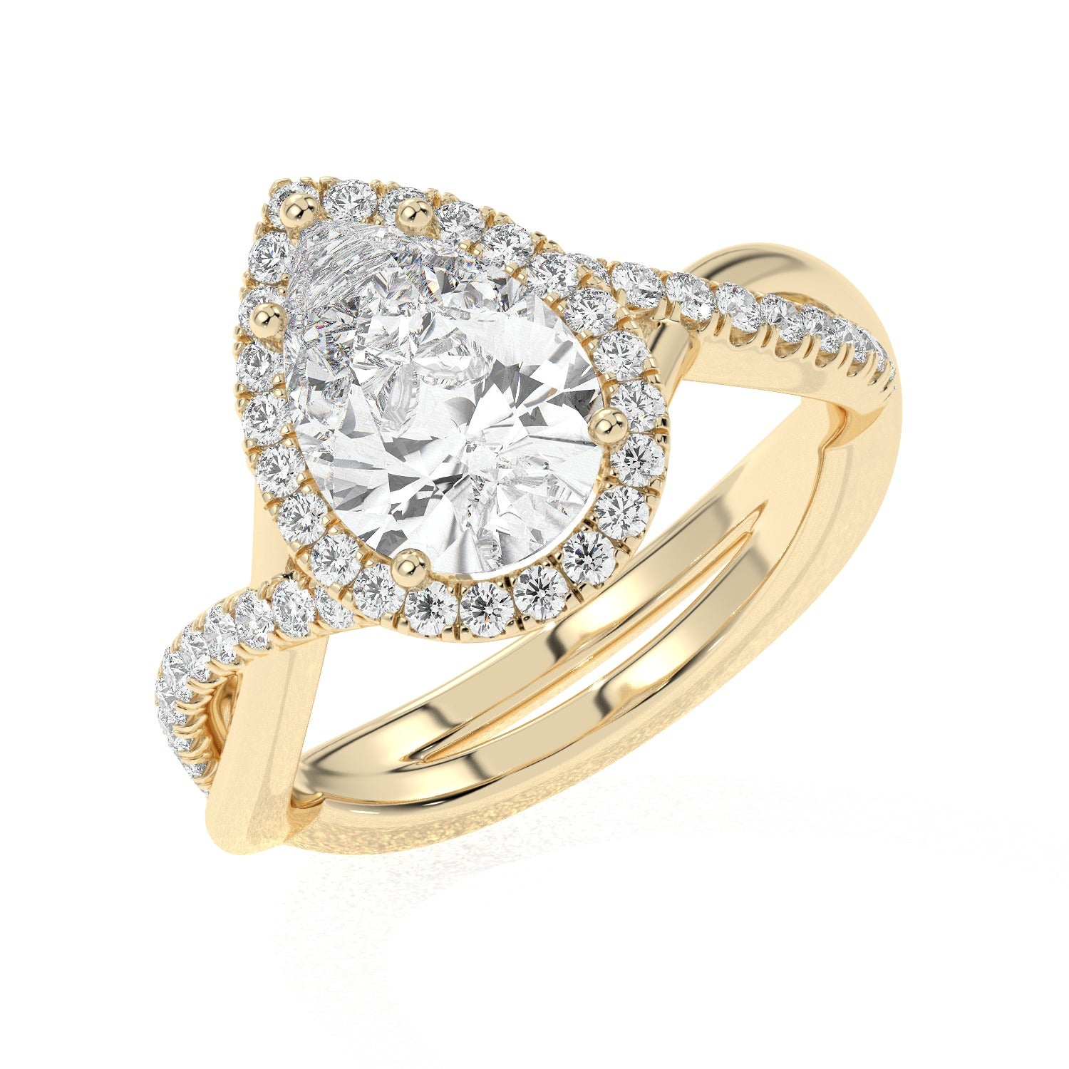 Pear Wave Ring - Yellow Gold#Metal Colour_Yellow Gold