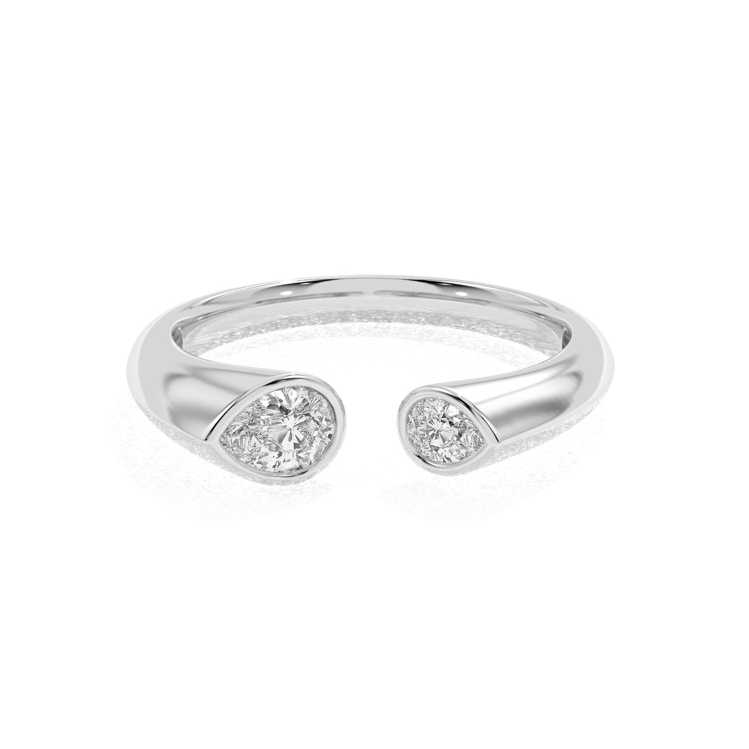Double Pear Ring - White Gold#Metal Colour_White Gold