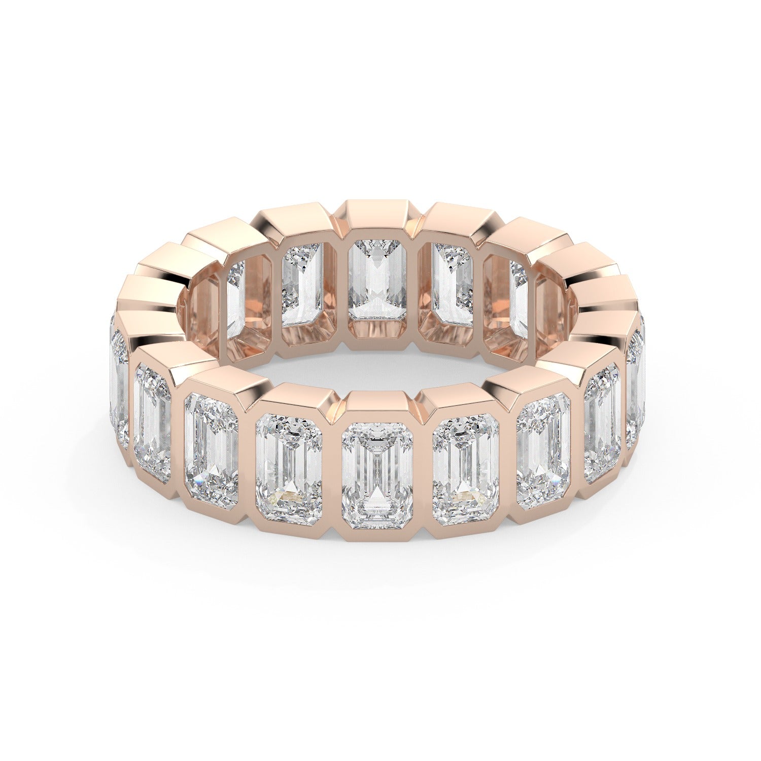 Emerald Bezel Eternity Ring - Rose Gold#Metal Colour_Rose Gold