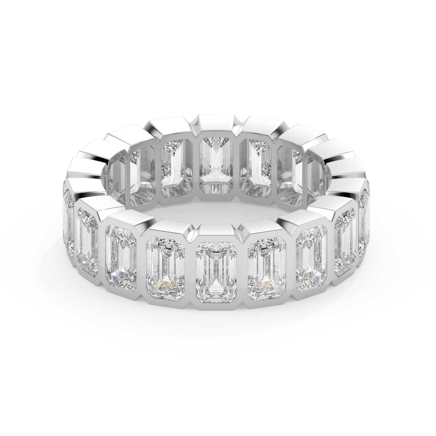 Emerald Bezel Eternity Ring - White Gold#Metal Colour_White Gold