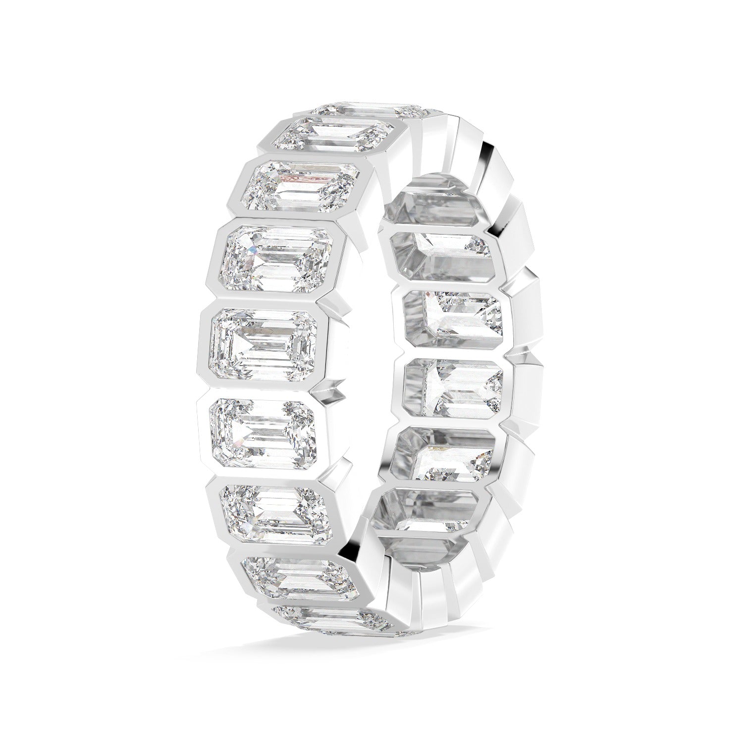 Emerald Bezel Eternity Ring - White Gold#Metal Colour_White Gold