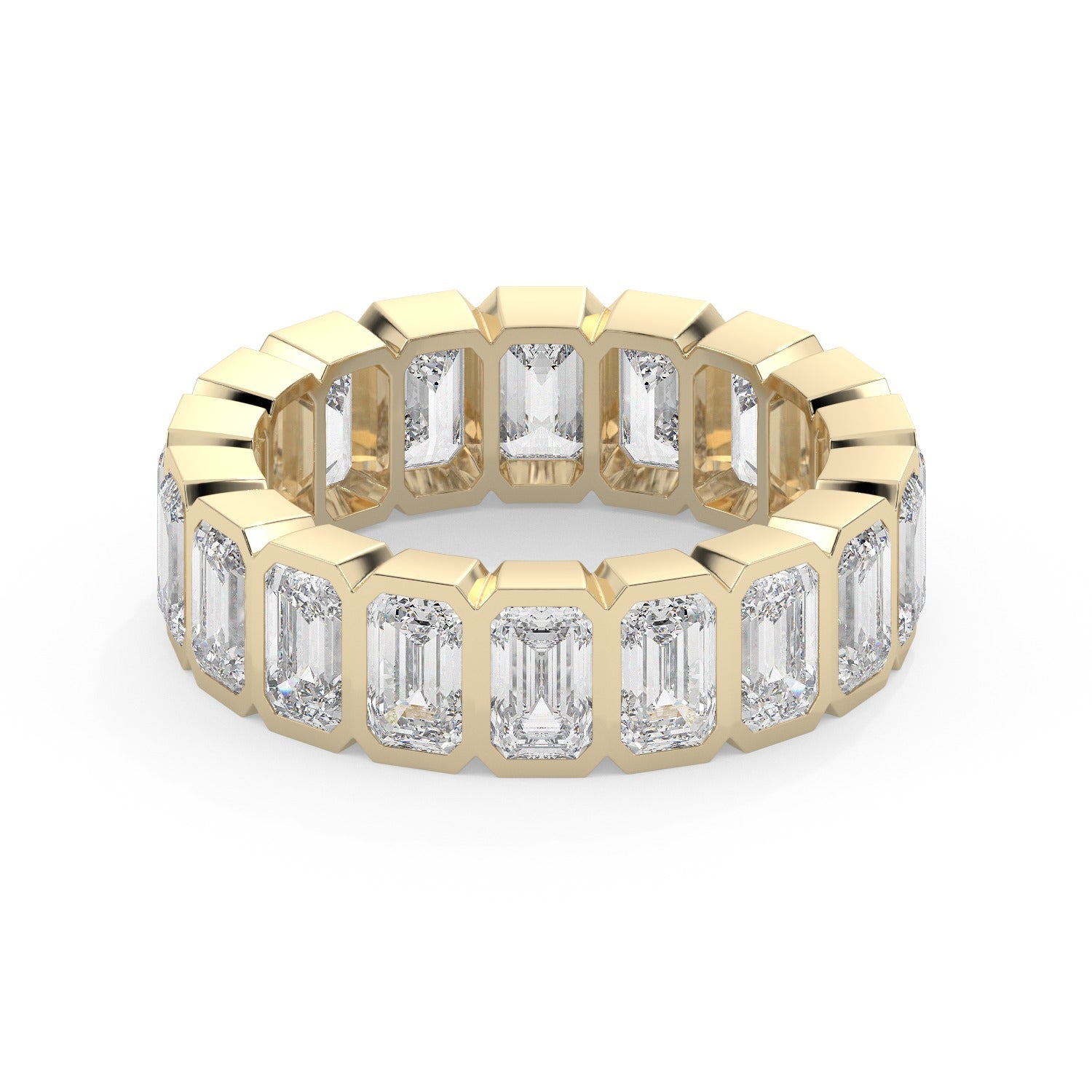 Emerald Bezel Eternity Ring - Yellow Gold#Metal Colour_Yellow Gold