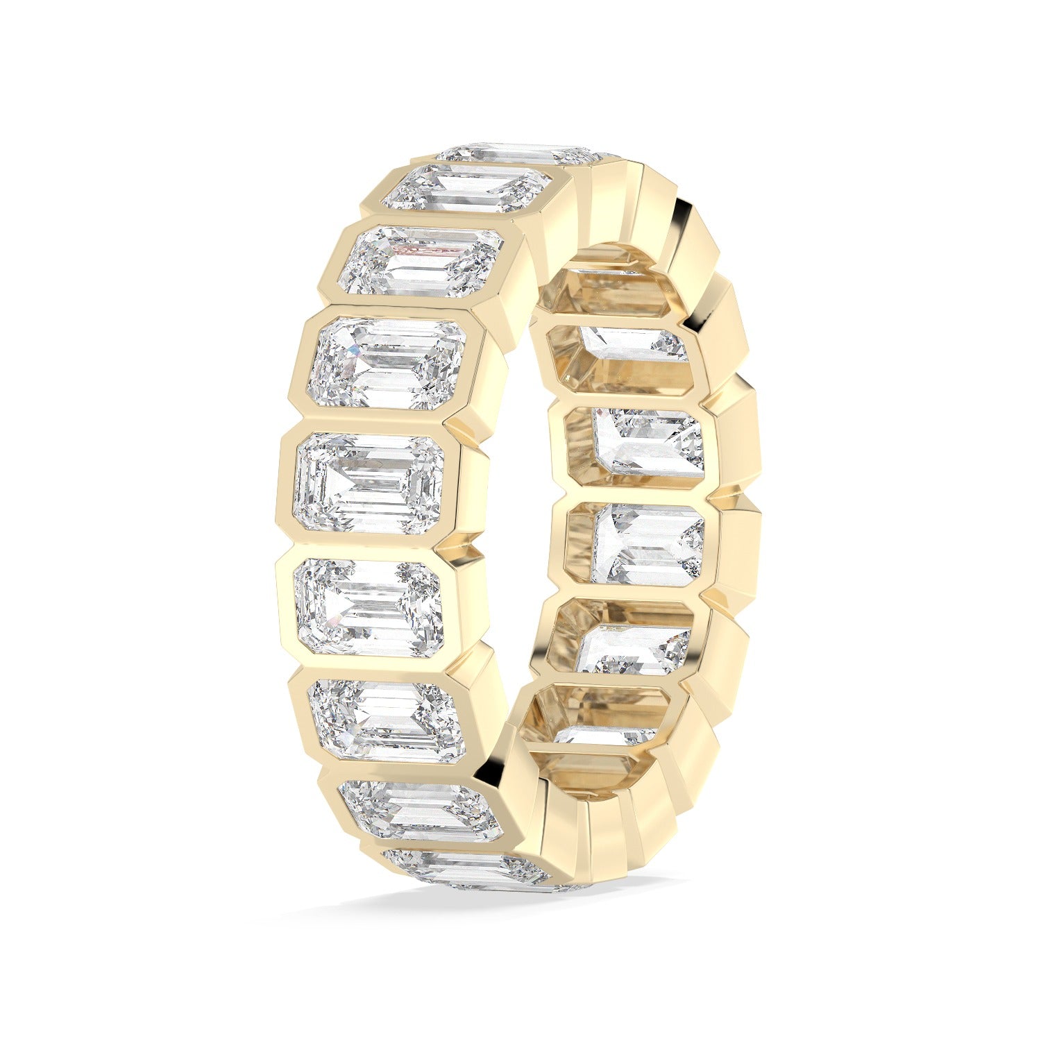 Emerald Bezel Eternity Ring - Yellow Gold#Metal Colour_Yellow Gold