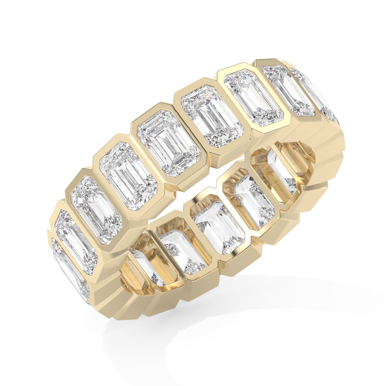 Emerald Bezel Eternity Ring - Yellow Gold#Metal Colour_Yellow Gold