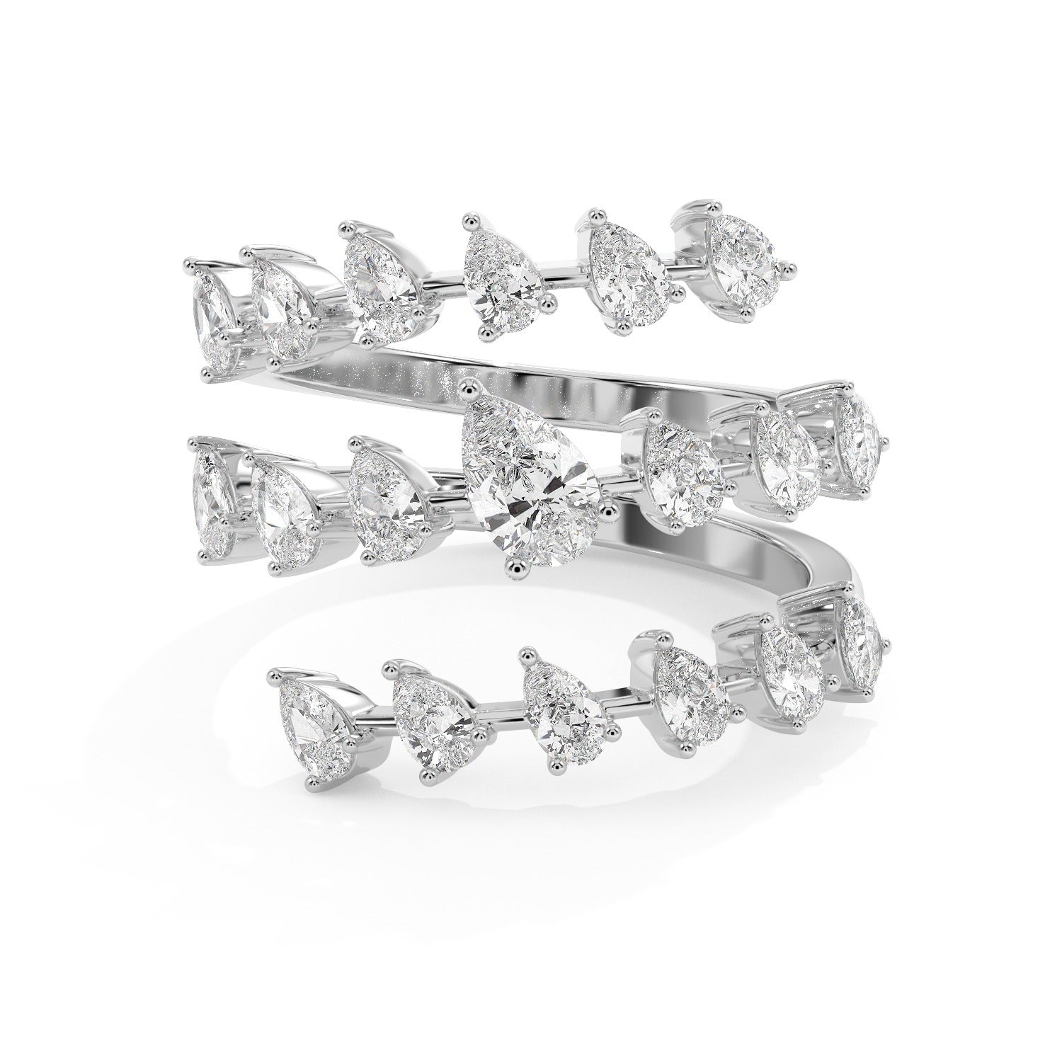 Pear Twist Ring - White Gold#Metal Colour_White Gold