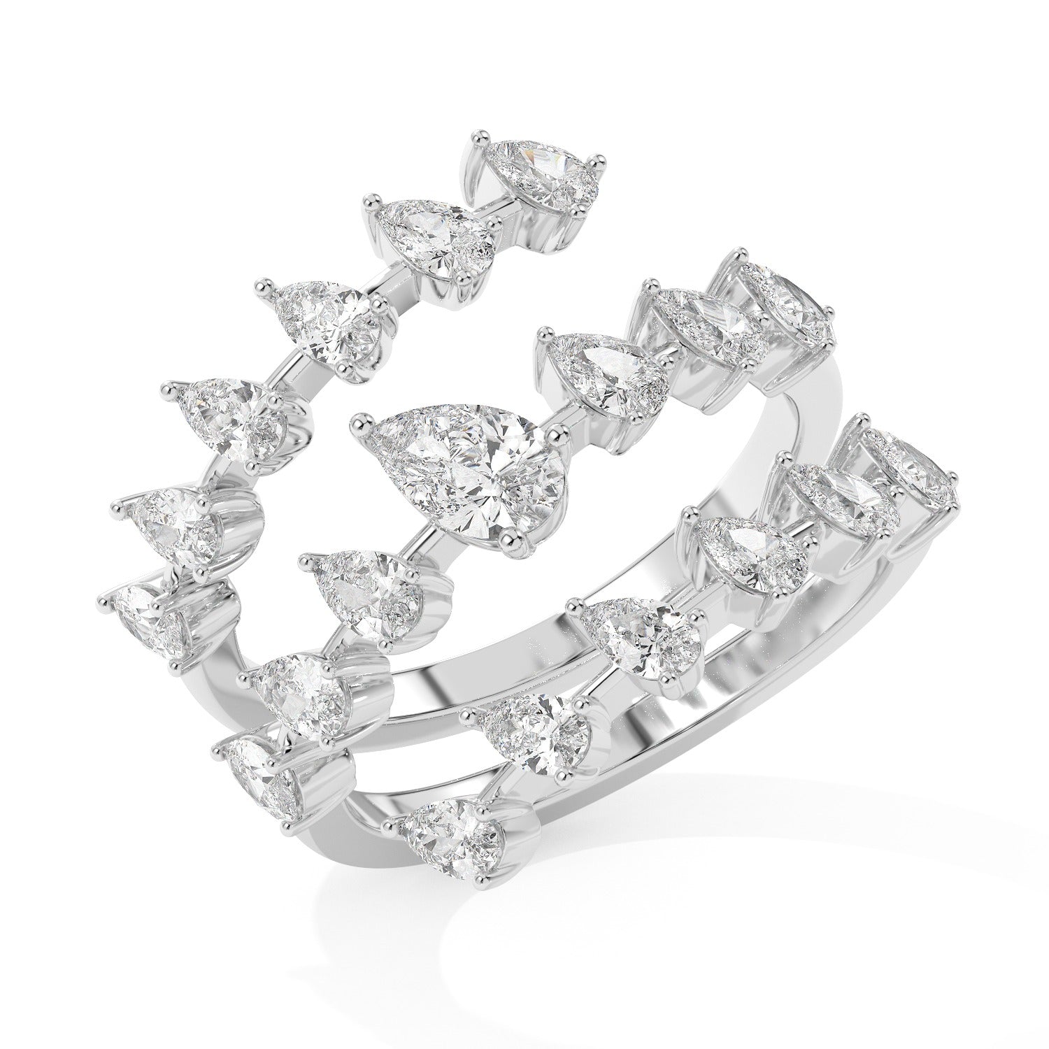 Pear Twist Ring - White Gold#Metal Colour_White Gold