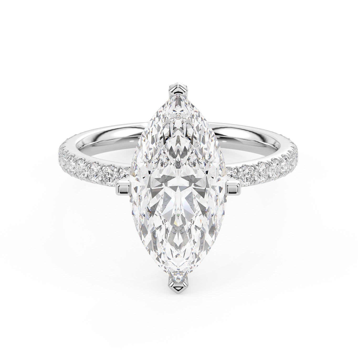 Marquise Line Ring - White Gold#Metal Colour_White Gold