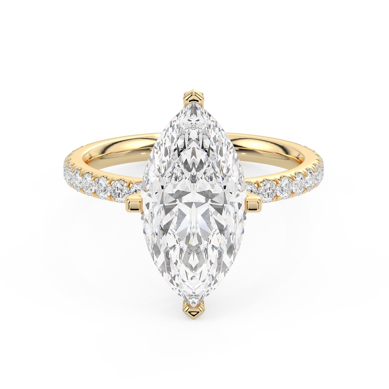 Marquise Line Ring - Yellow Gold#Metal Colour_Yellow Gold