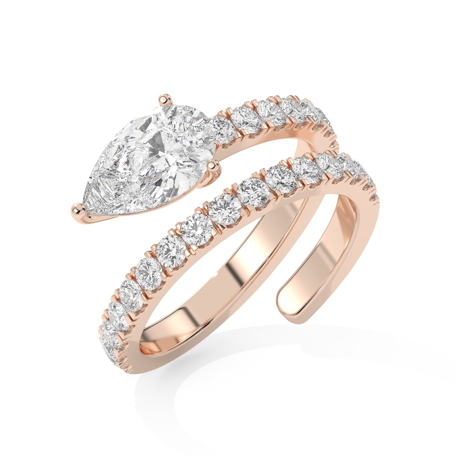 Pear Wrap Ring - Rose Gold#Metal Colour_Rose Gold